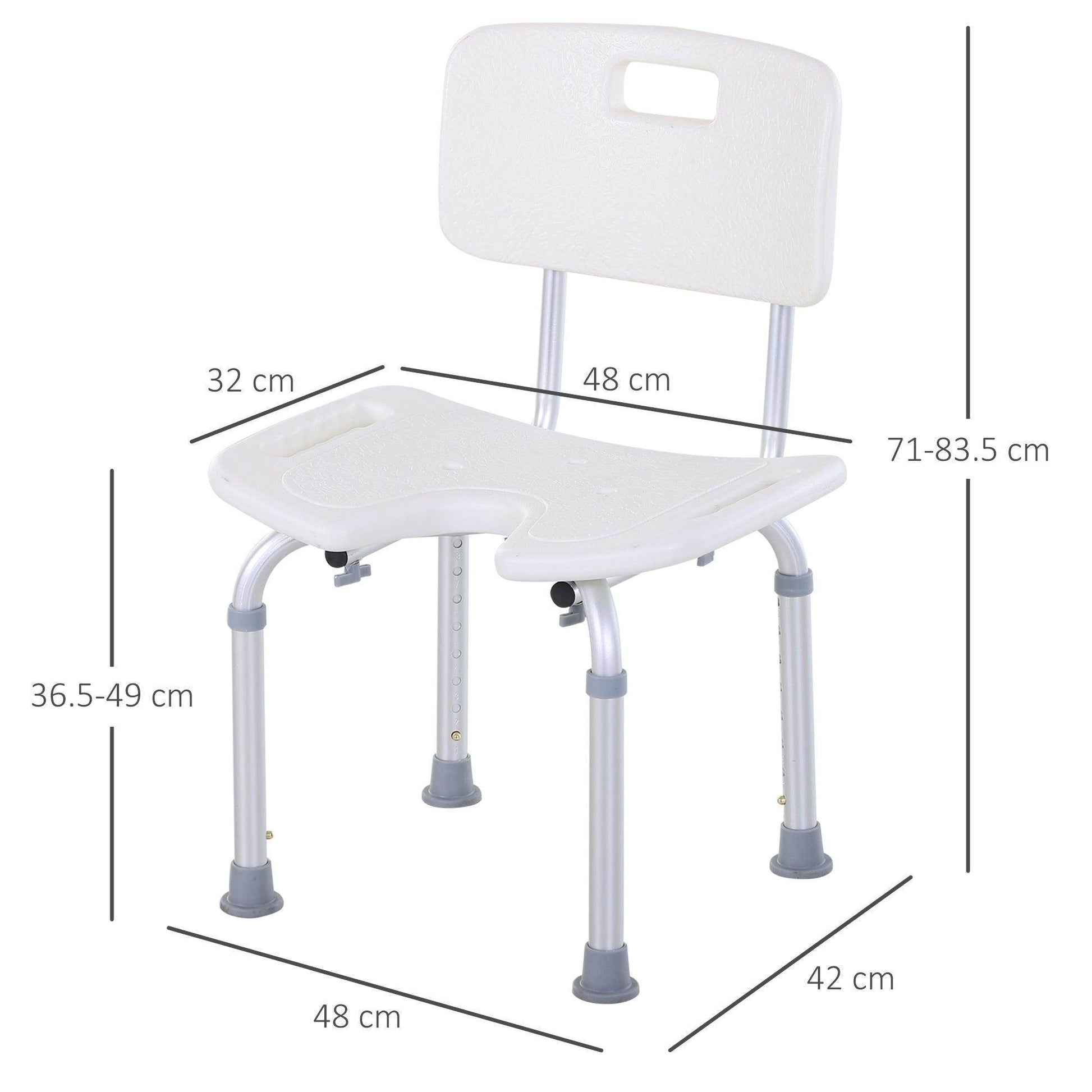 HOMCOM Adjustable Bath Stool with Handle - ALL4U RETAILER LTD