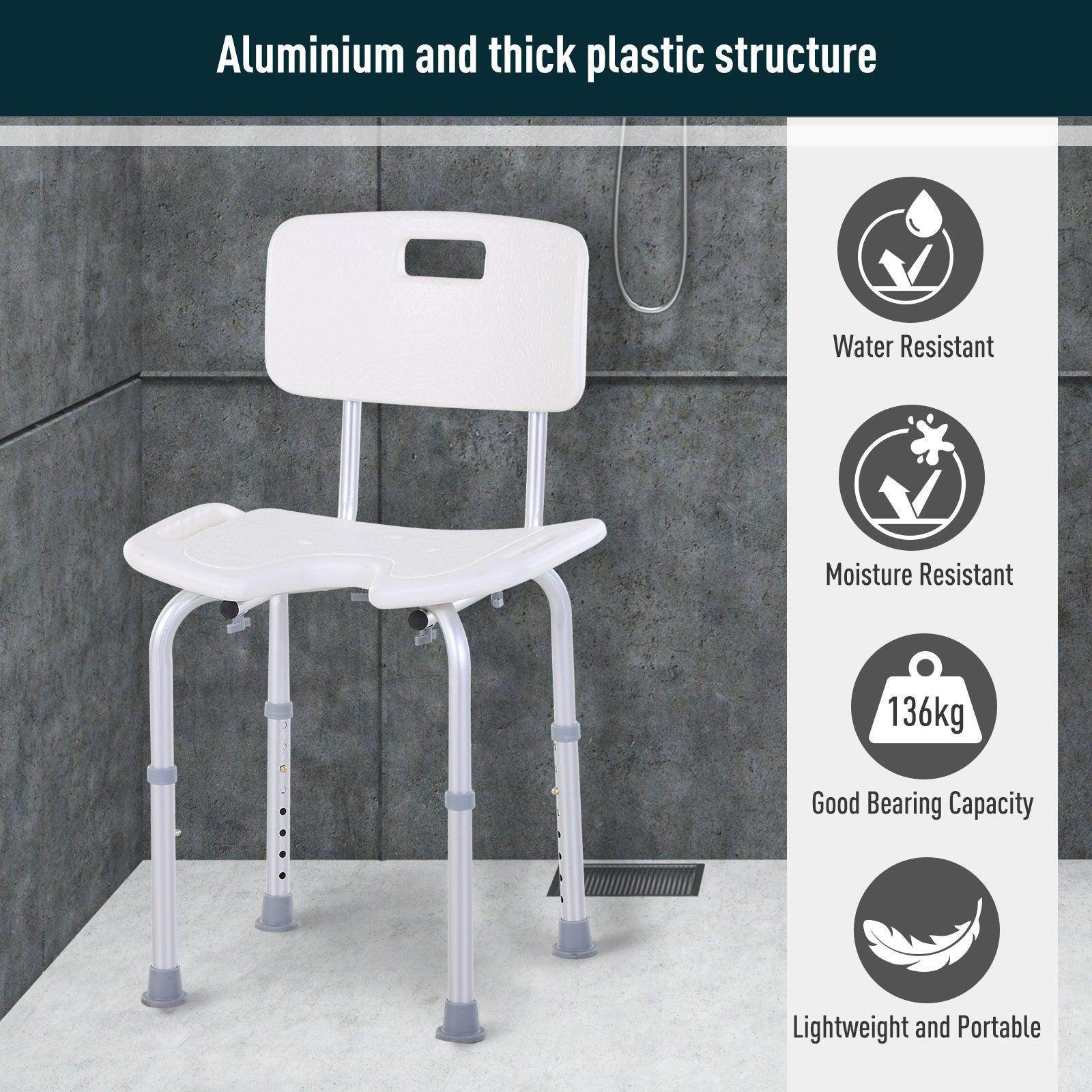 HOMCOM Adjustable Bath Stool with Handle - ALL4U RETAILER LTD