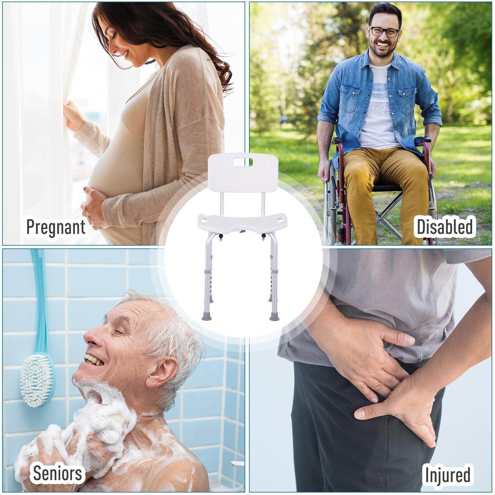 HOMCOM Adjustable Bath Stool with Handle - ALL4U RETAILER LTD