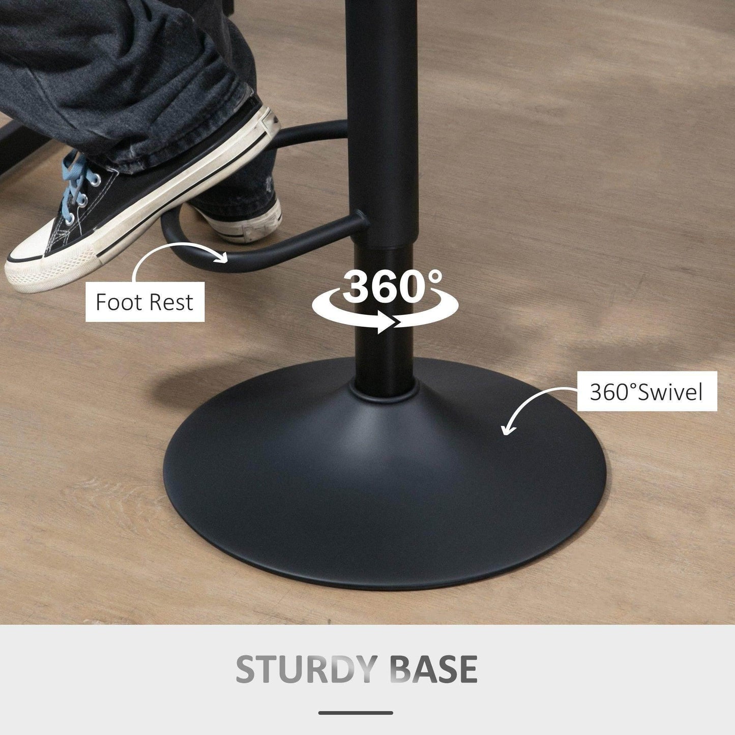 HOMCOM Adjustable Height Bar Stool - Dark Grey - ALL4U RETAILER LTD