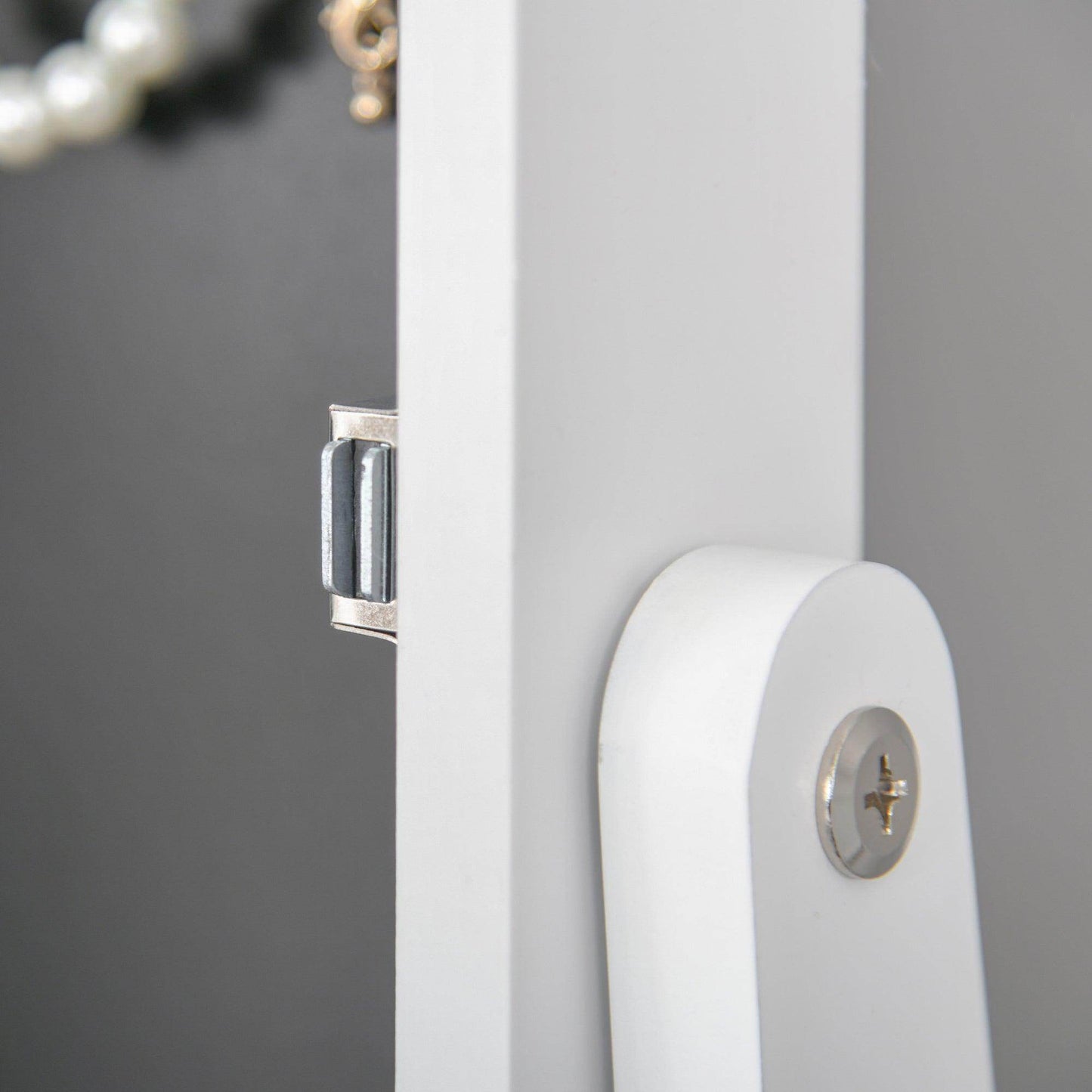 HOMCOM Adjustable LED Mirror Jewelry Cabinet - White - ALL4U RETAILER LTD