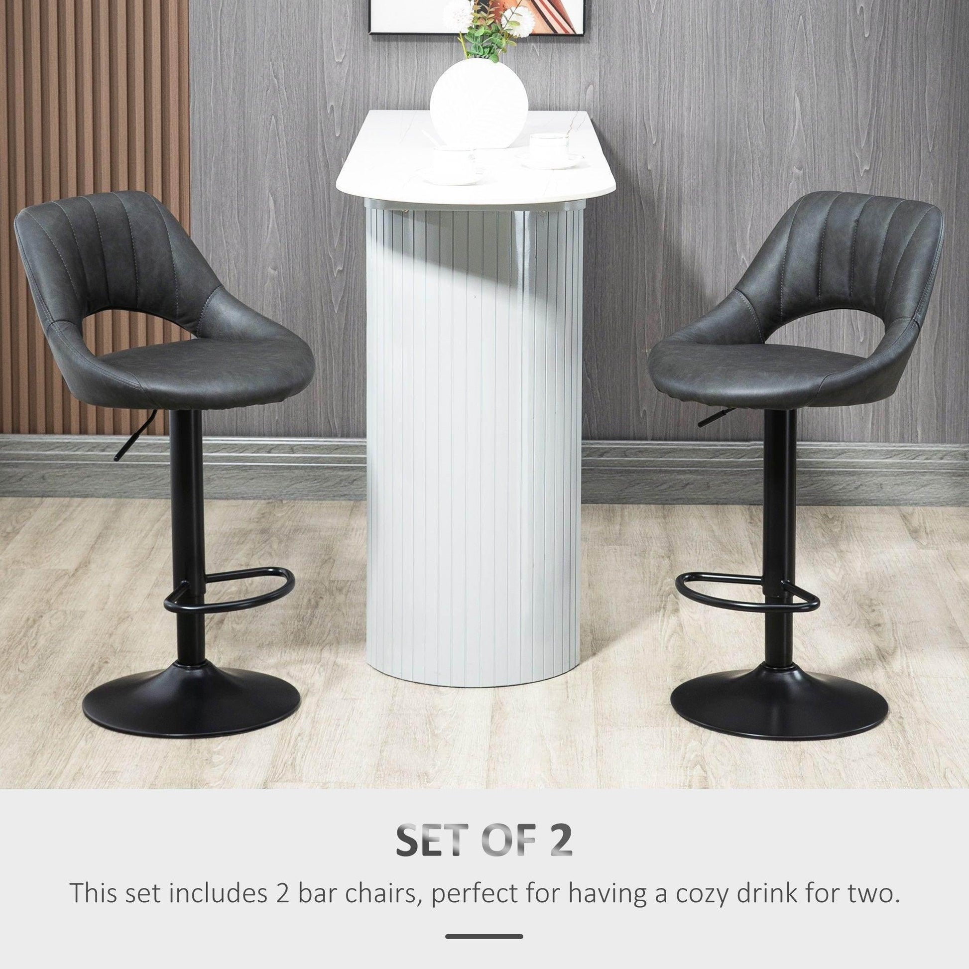HOMCOM Adjustable PU Leather Barstools - Set of 2 - ALL4U RETAILER LTD