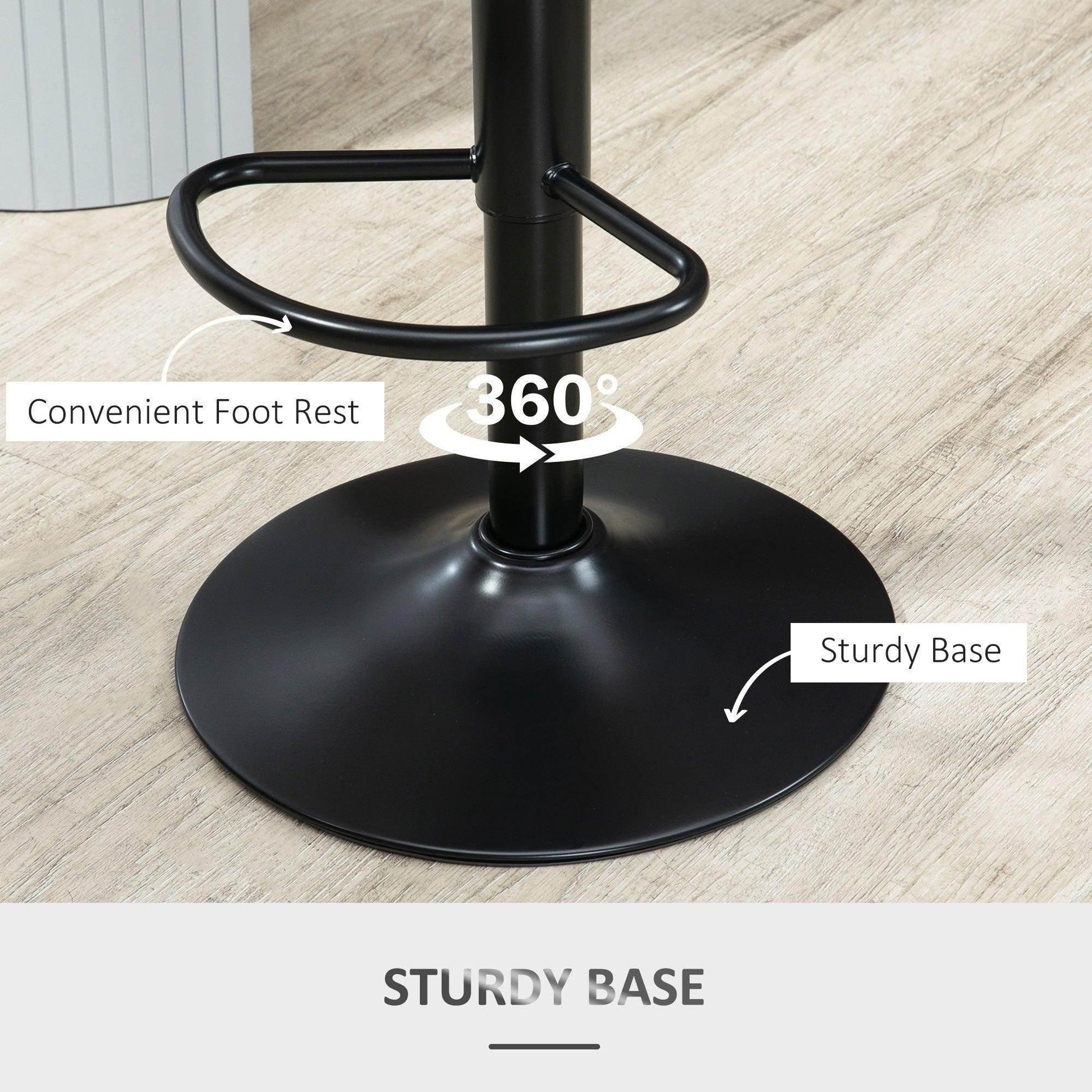 HOMCOM Adjustable PU Leather Barstools - Set of 2 - ALL4U RETAILER LTD