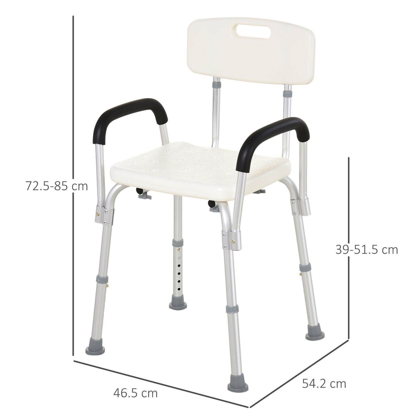 HOMCOM Adjustable Shower Bench with Back and Armrest - ALL4U RETAILER LTD