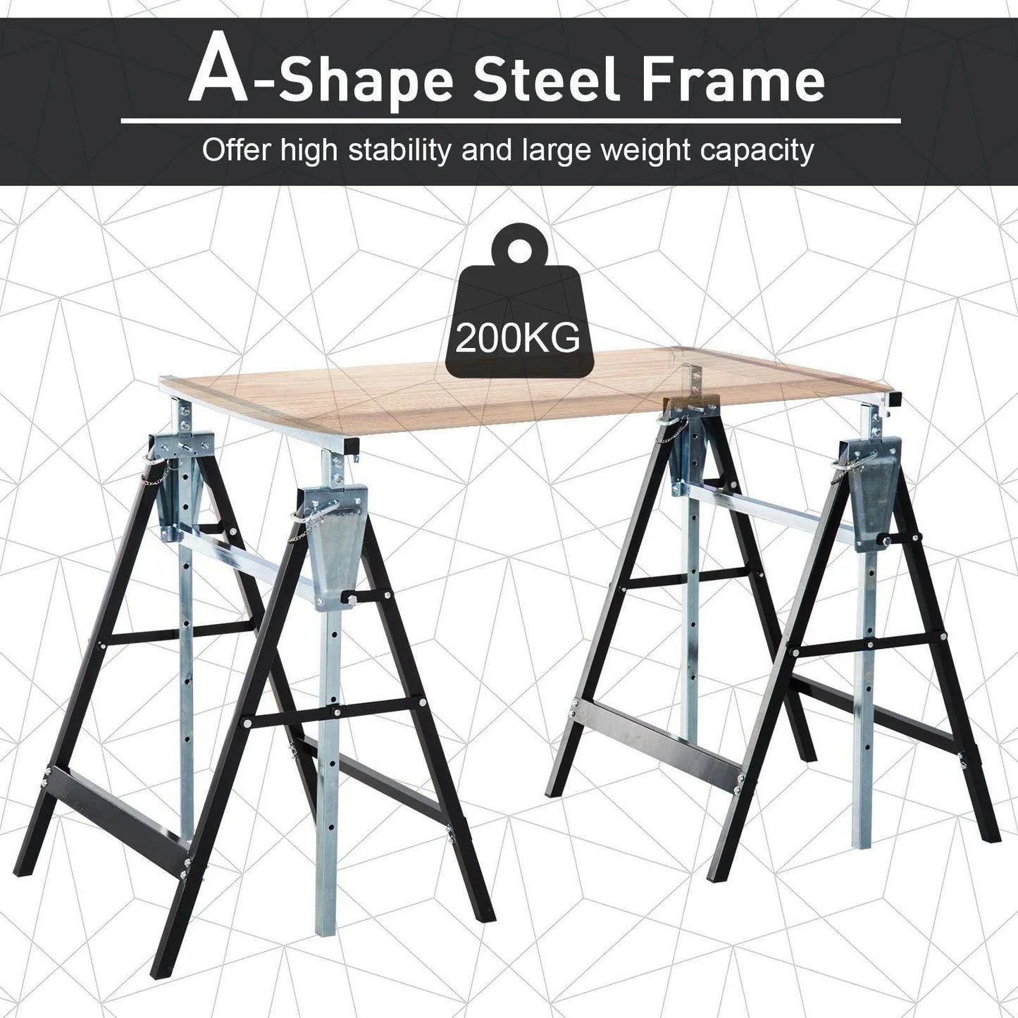 HOMCOM Adjustable Steel Work Bench Trestles - 2 Pack - ALL4U RETAILER LTD