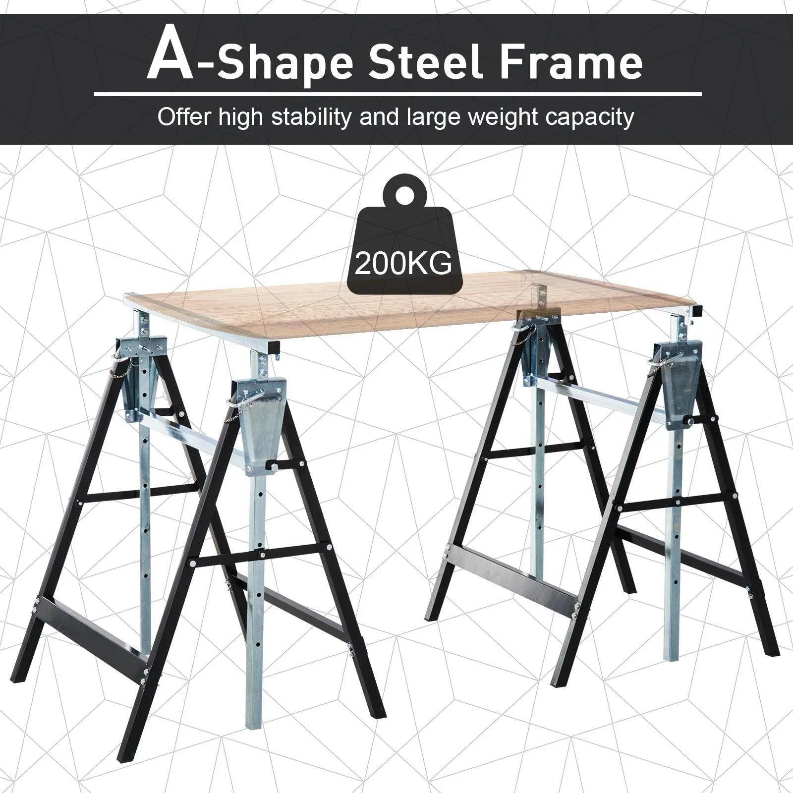 HOMCOM Adjustable Steel Work Bench Trestles - 2 Pack - ALL4U RETAILER LTD