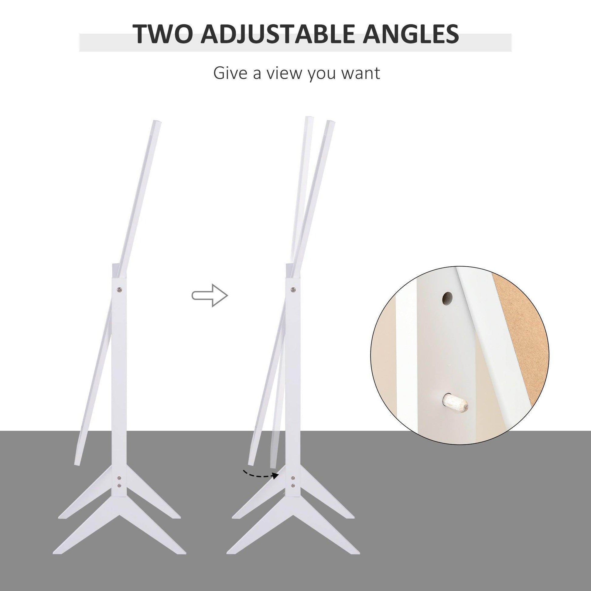 HOMCOM Adjustable White Dressing Mirror - 148x47cm - ALL4U RETAILER LTD