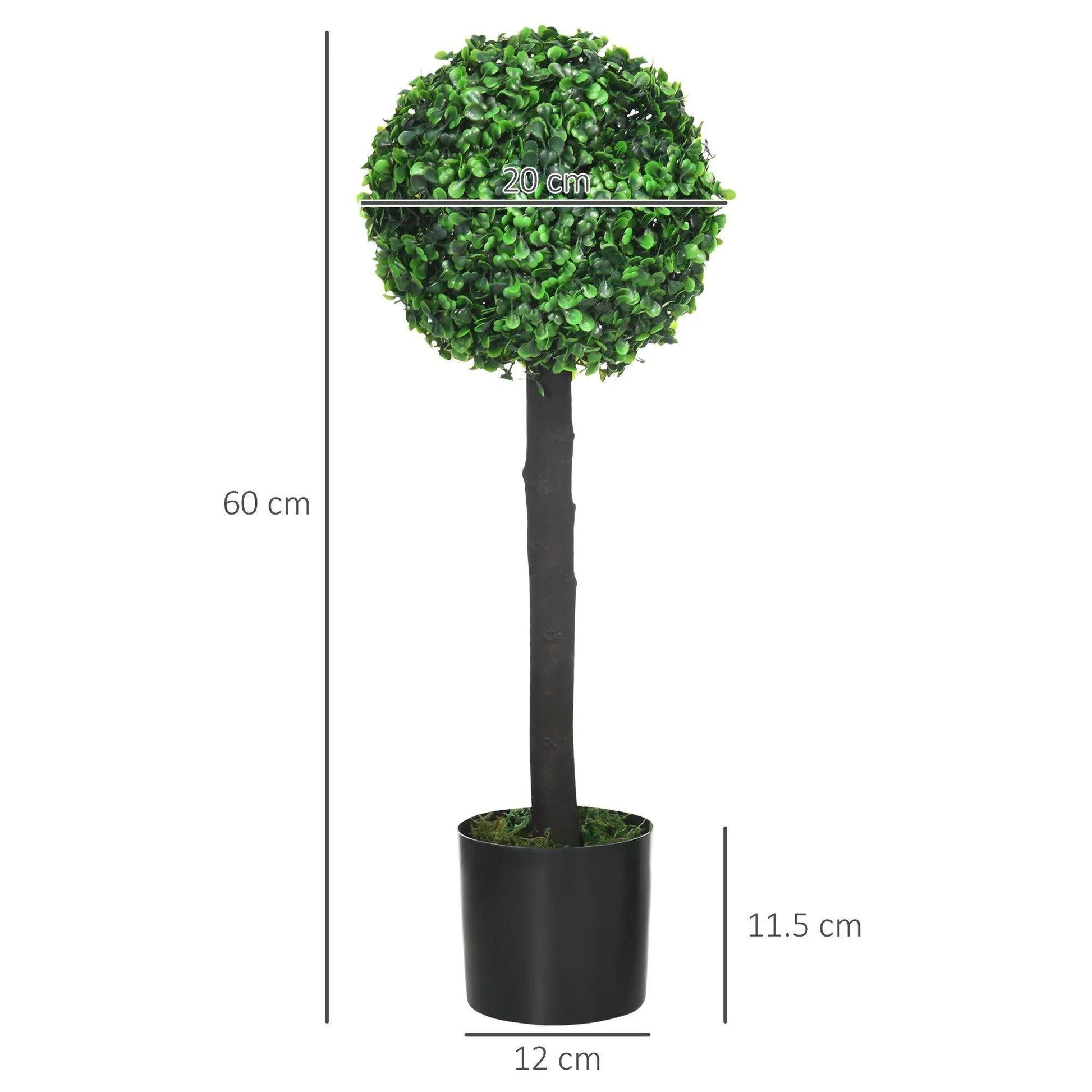 HOMCOM Artificial Boxwood Ball Trees - Set of 2 for Home - ALL4U RETAILER LTD
