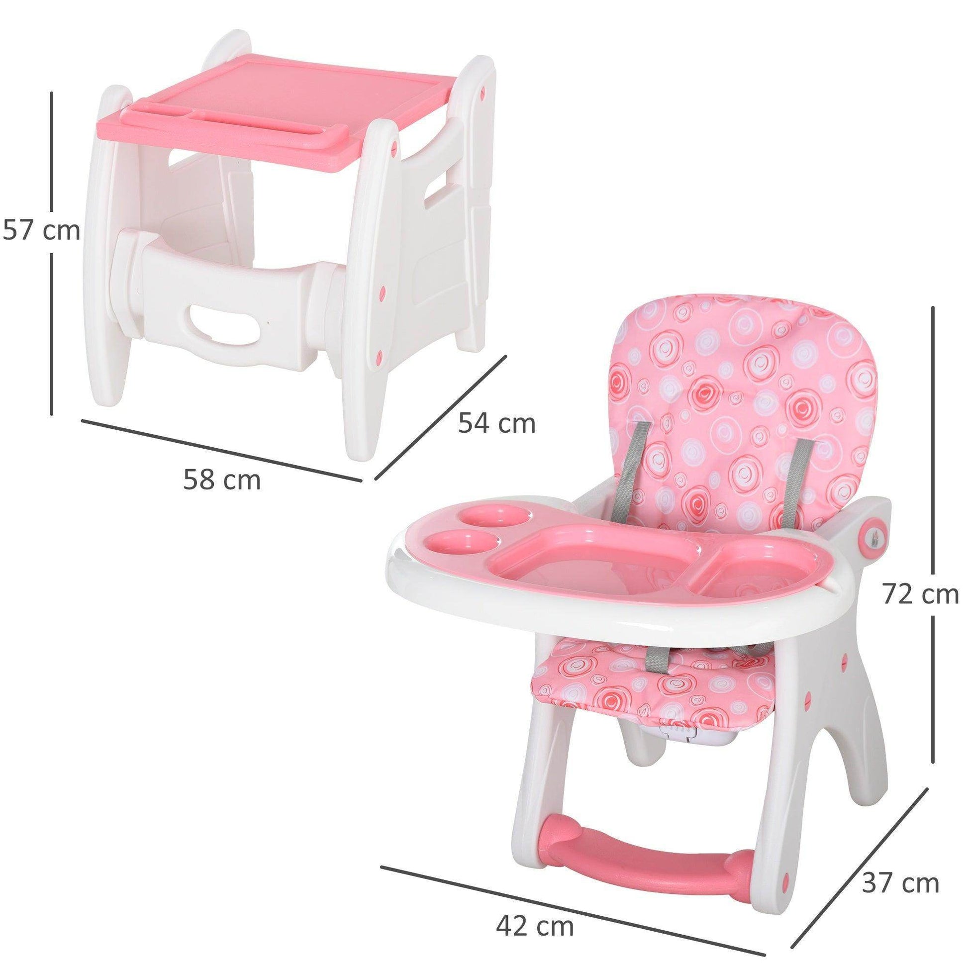 HOMCOM Baby Booster High Chair - Pink - ALL4U RETAILER LTD