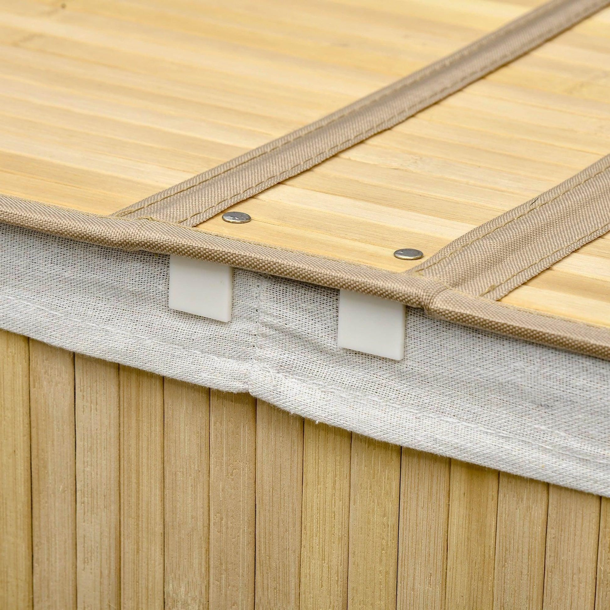 HOMCOM Bamboo Laundry Basket with Lid - 100L Dual Section Hamper - ALL4U RETAILER LTD