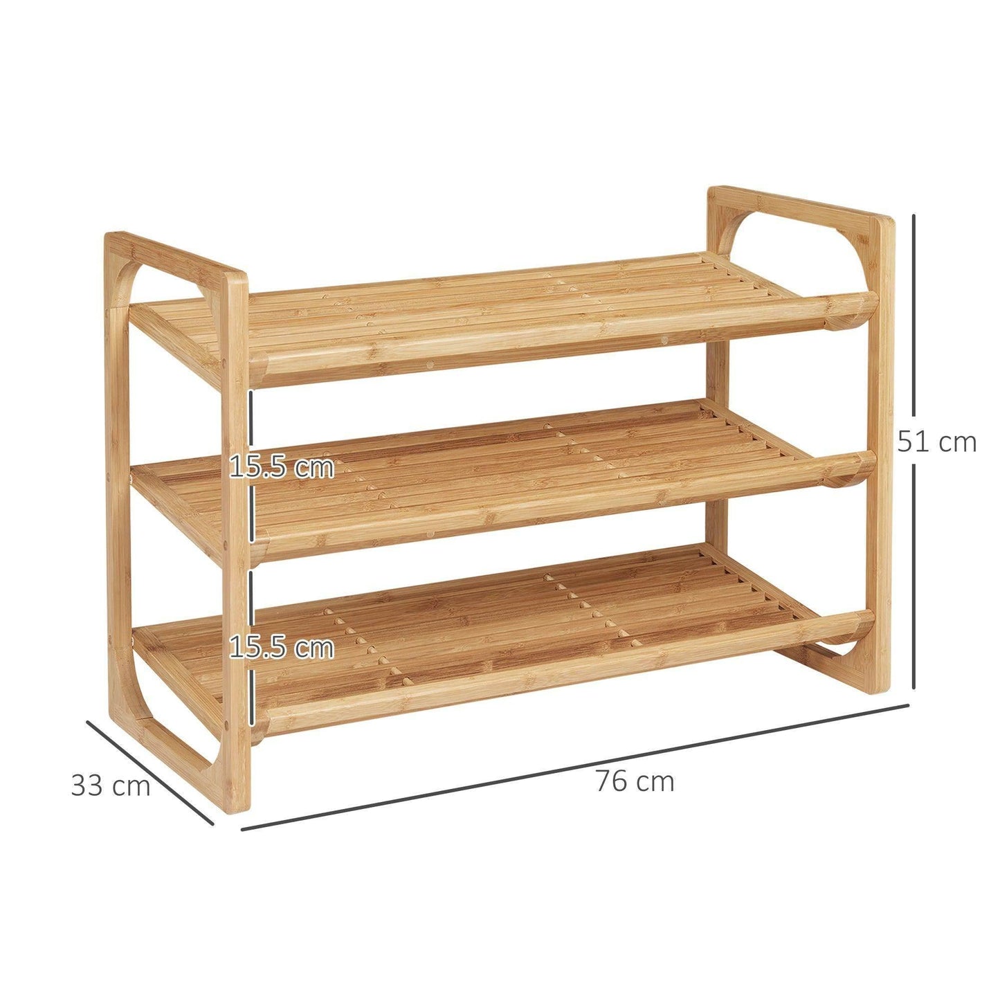 HOMCOM Bamboo Shoe Rack - Free Standing Storage - ALL4U RETAILER LTD