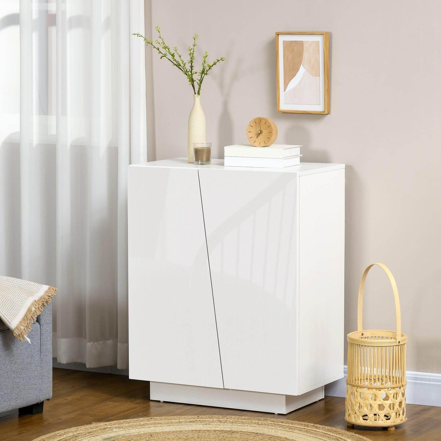 HOMCOM Bedroom Storage Cabinet - White - ALL4U RETAILER LTD