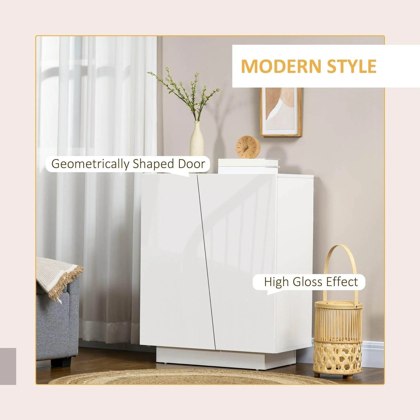 HOMCOM Bedroom Storage Cabinet - White - ALL4U RETAILER LTD