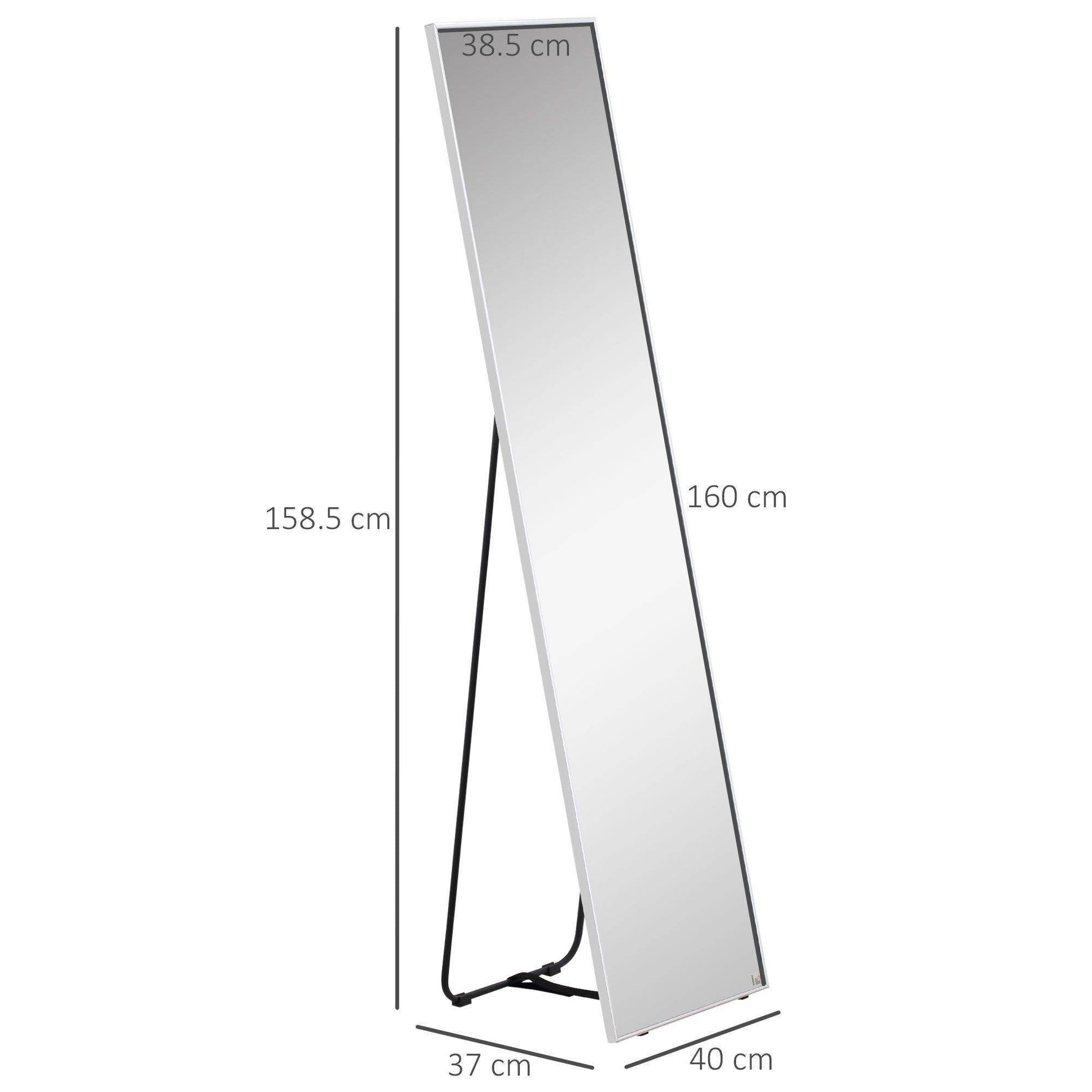 HOMCOM Black Framed Dressing Mirror - 160x40cm - ALL4U RETAILER LTD