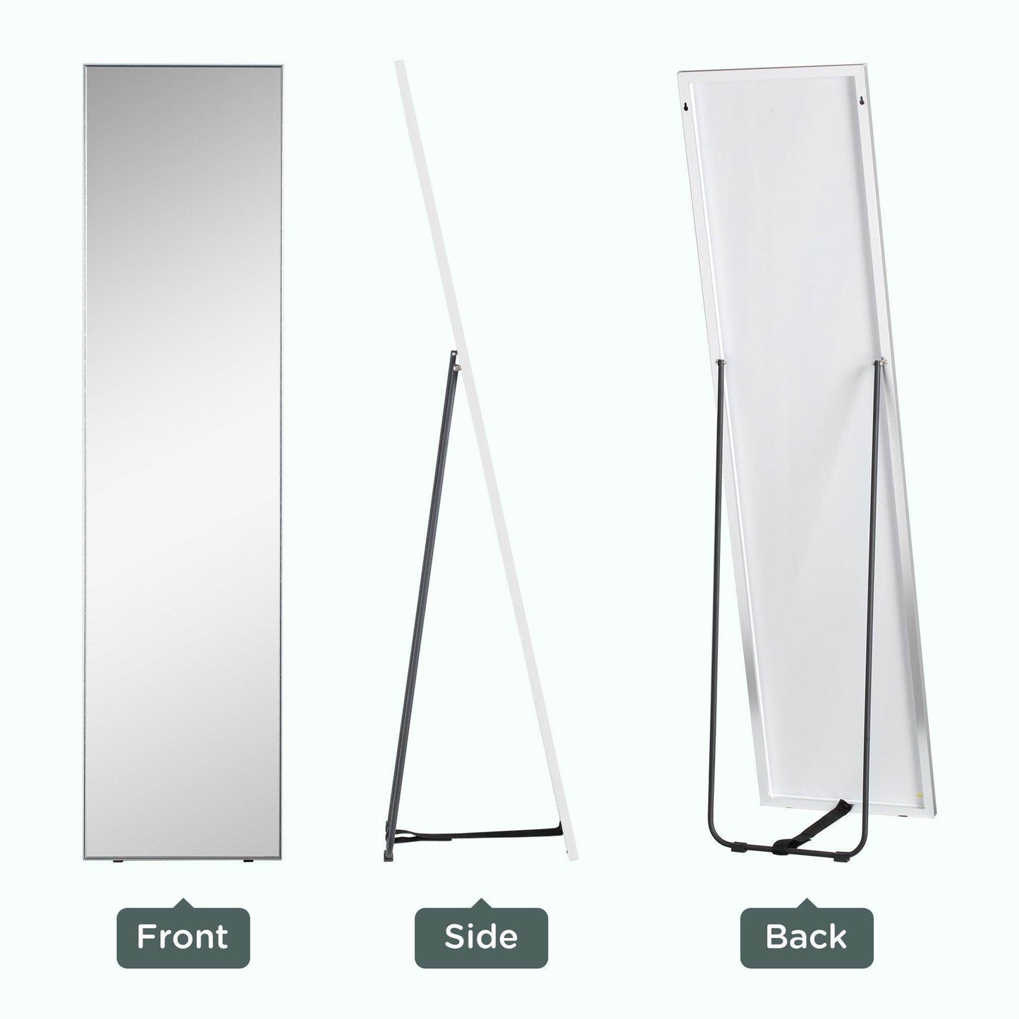 HOMCOM Black Framed Dressing Mirror - 160x40cm - ALL4U RETAILER LTD