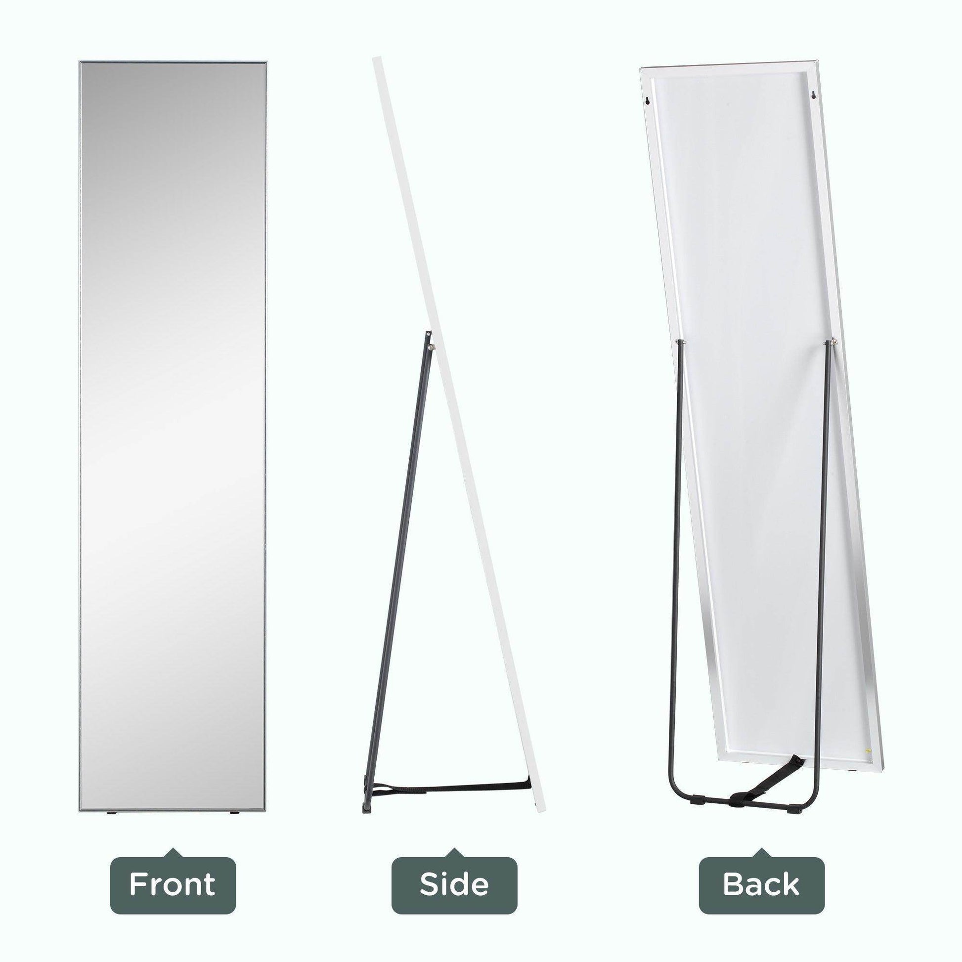HOMCOM Black Framed Dressing Mirror - 160x40cm - ALL4U RETAILER LTD