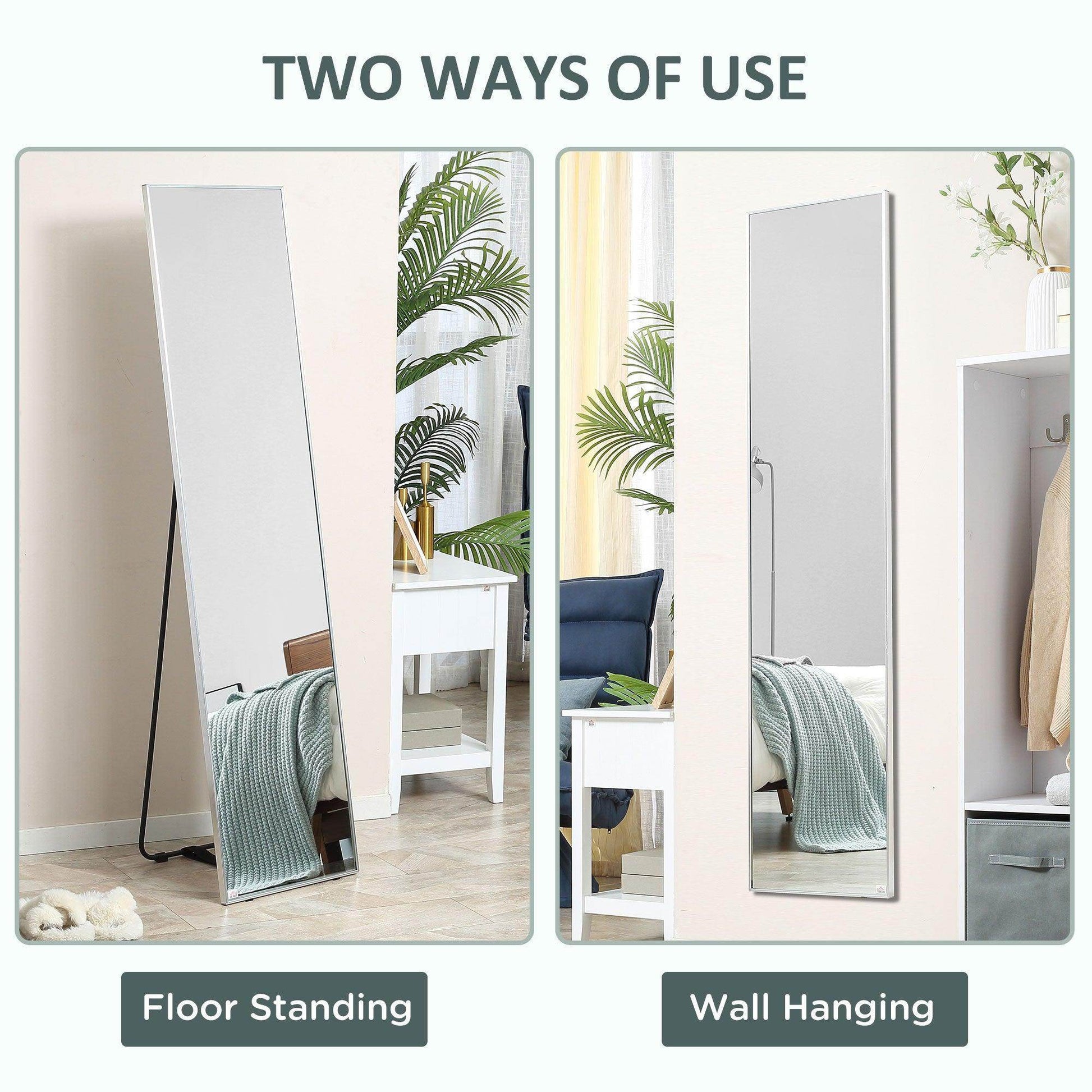 HOMCOM Black Framed Dressing Mirror - 160x40cm - ALL4U RETAILER LTD