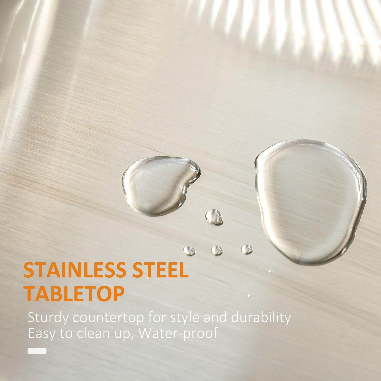 HOMCOM Black Kitchen Island - Stainless Steel Top - ALL4U RETAILER LTD