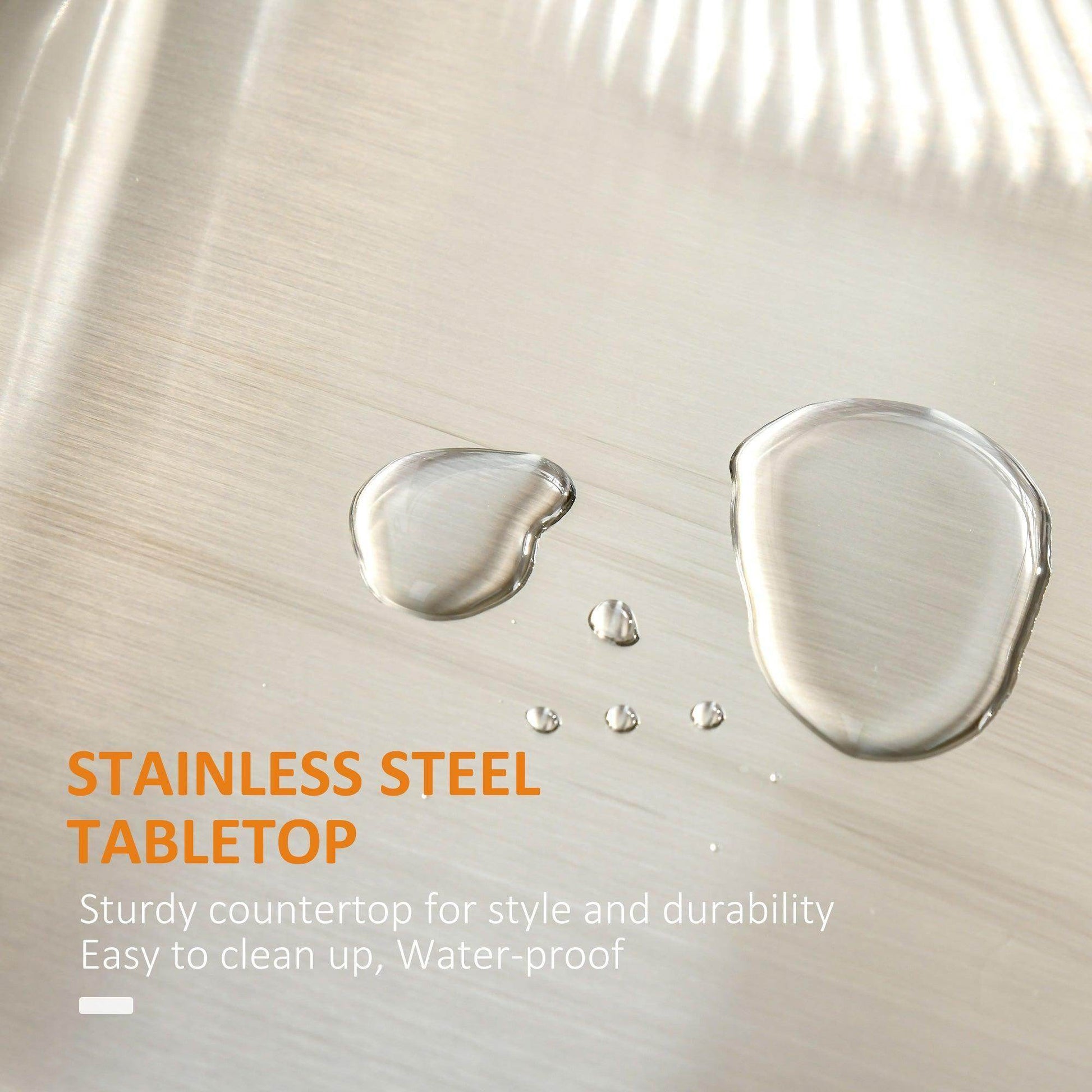 HOMCOM Black Kitchen Island - Stainless Steel Top - ALL4U RETAILER LTD