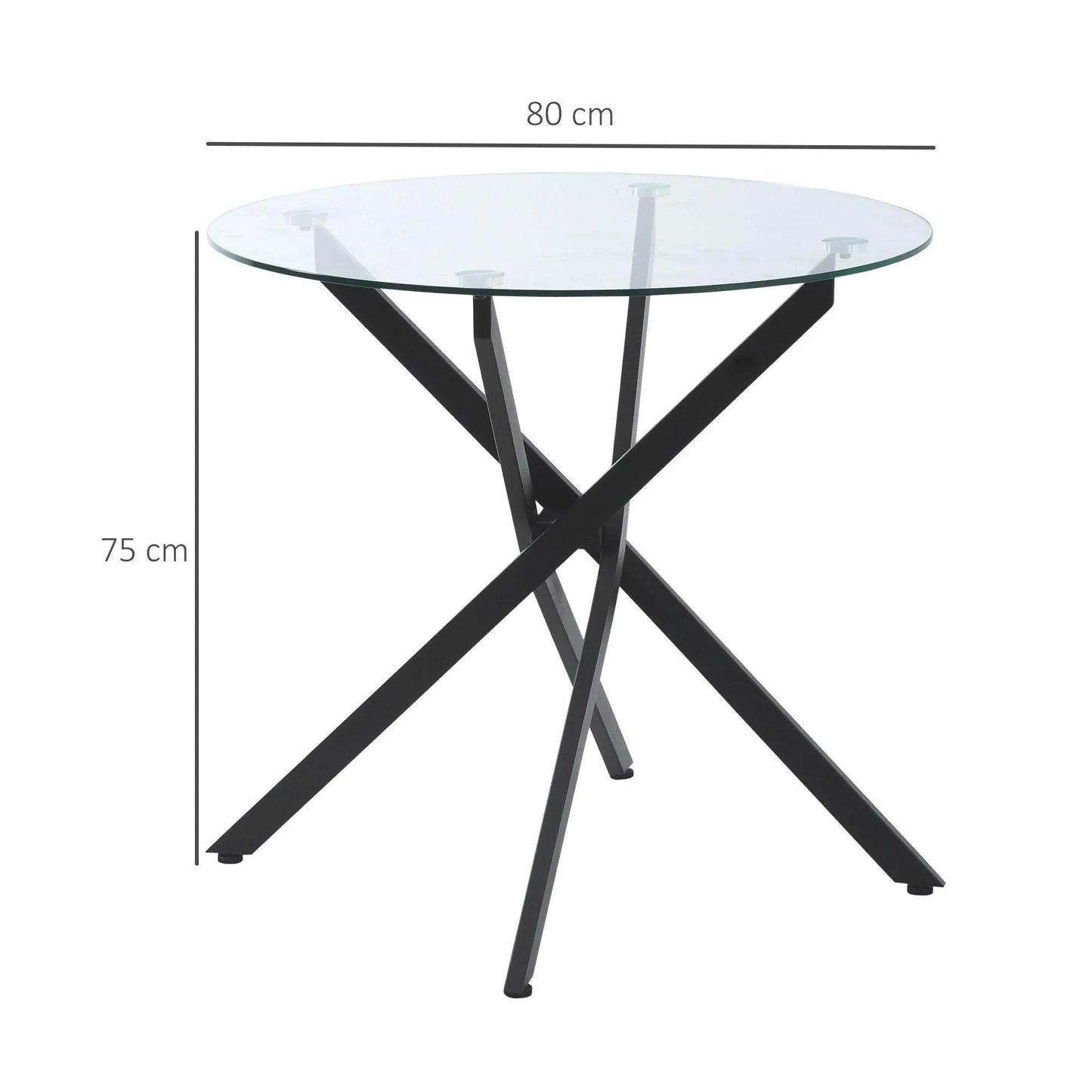 HOMCOM Black Round Glass Top Table - ALL4U RETAILER LTD