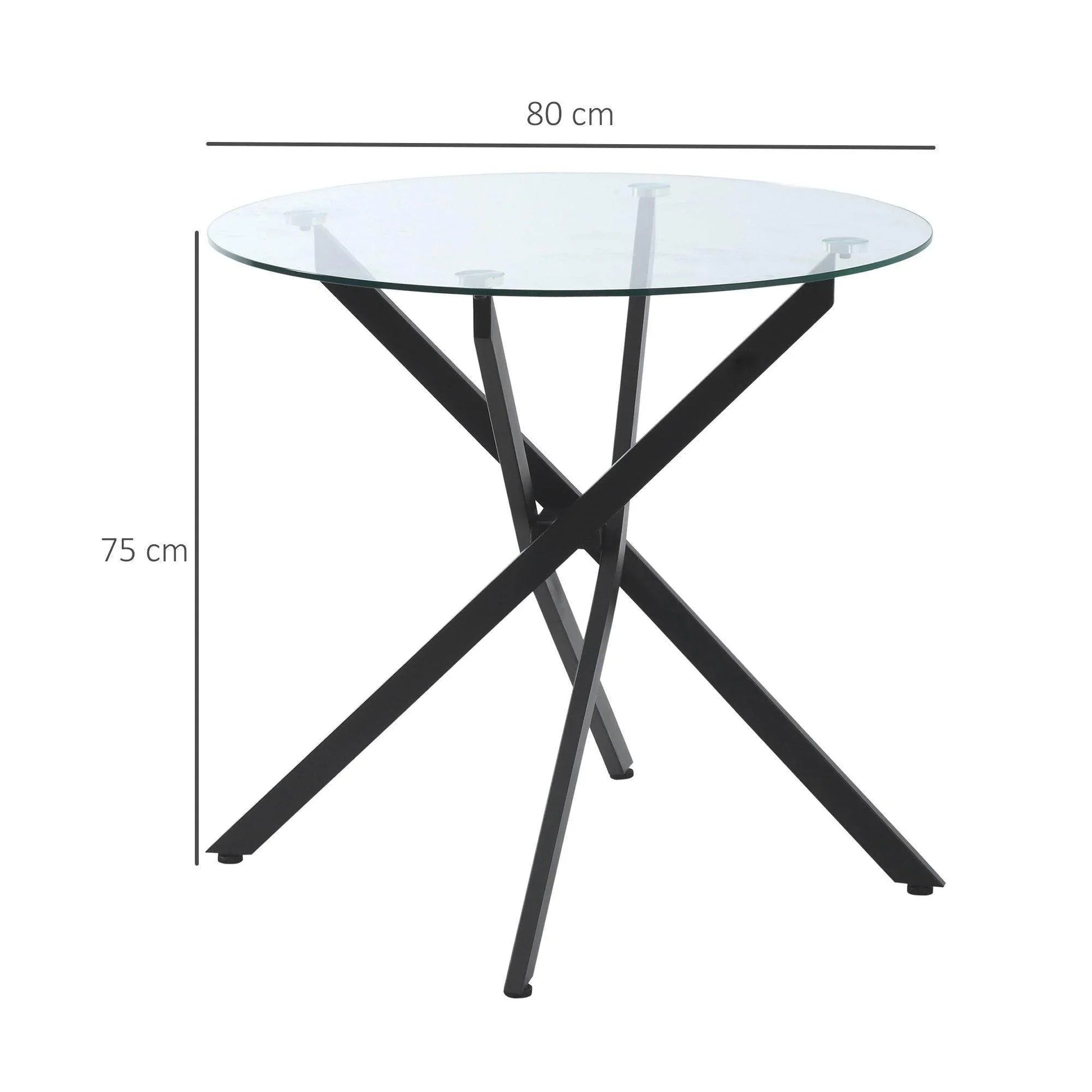 HOMCOM Black Round Glass Top Table - ALL4U RETAILER LTD