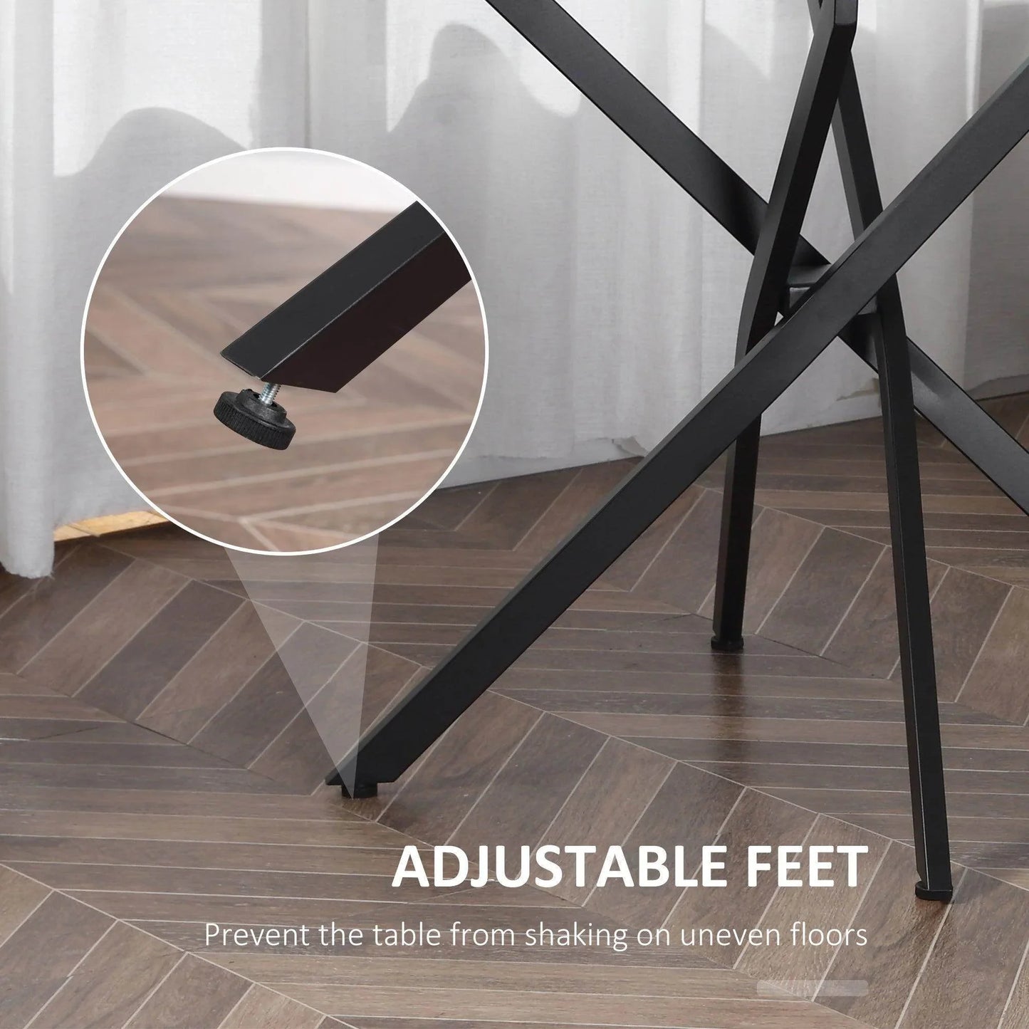 HOMCOM Black Round Glass Top Table - ALL4U RETAILER LTD