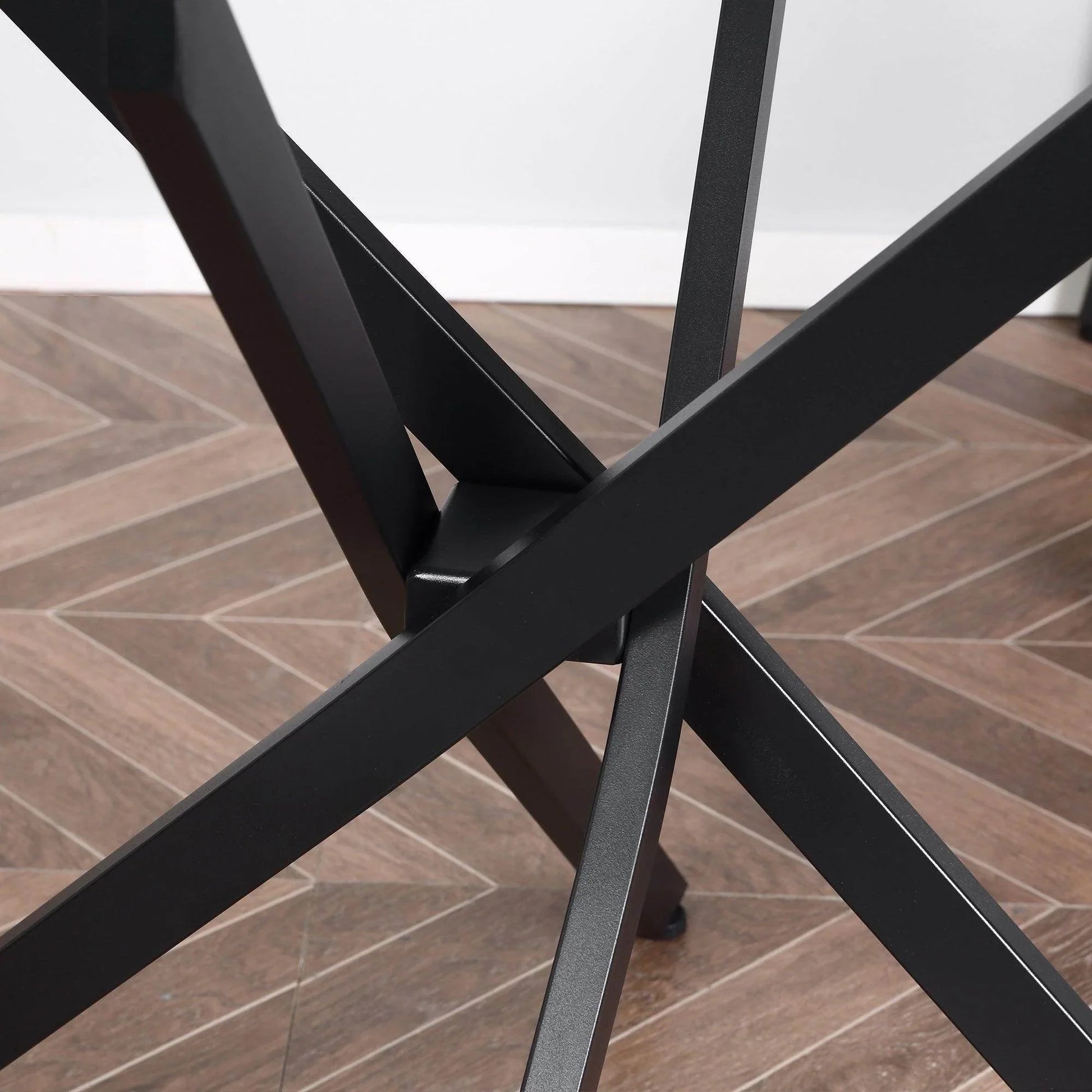 HOMCOM Black Round Glass Top Table - ALL4U RETAILER LTD