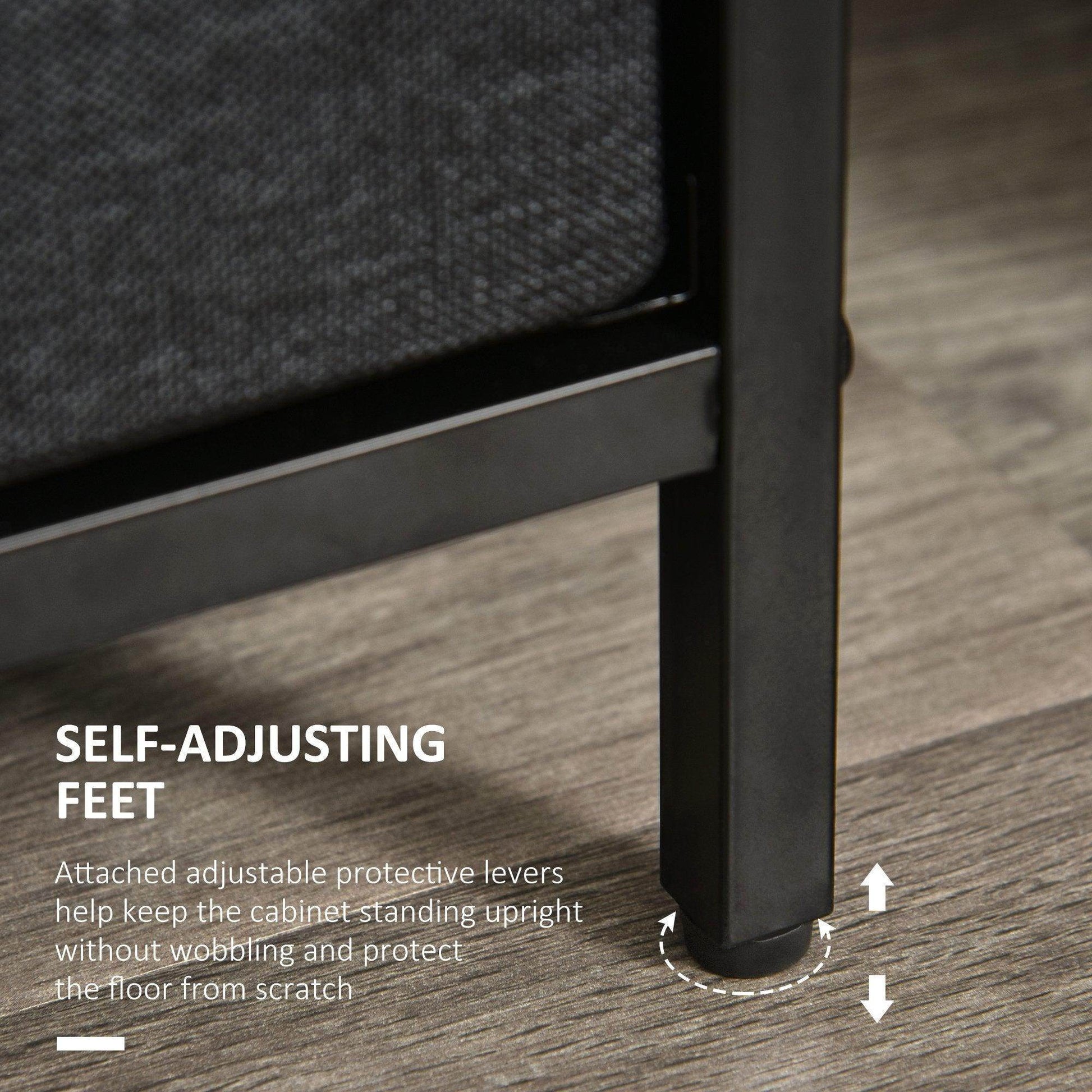 HOMCOM Black Storage Unit with Fabric Bins - ALL4U RETAILER LTD