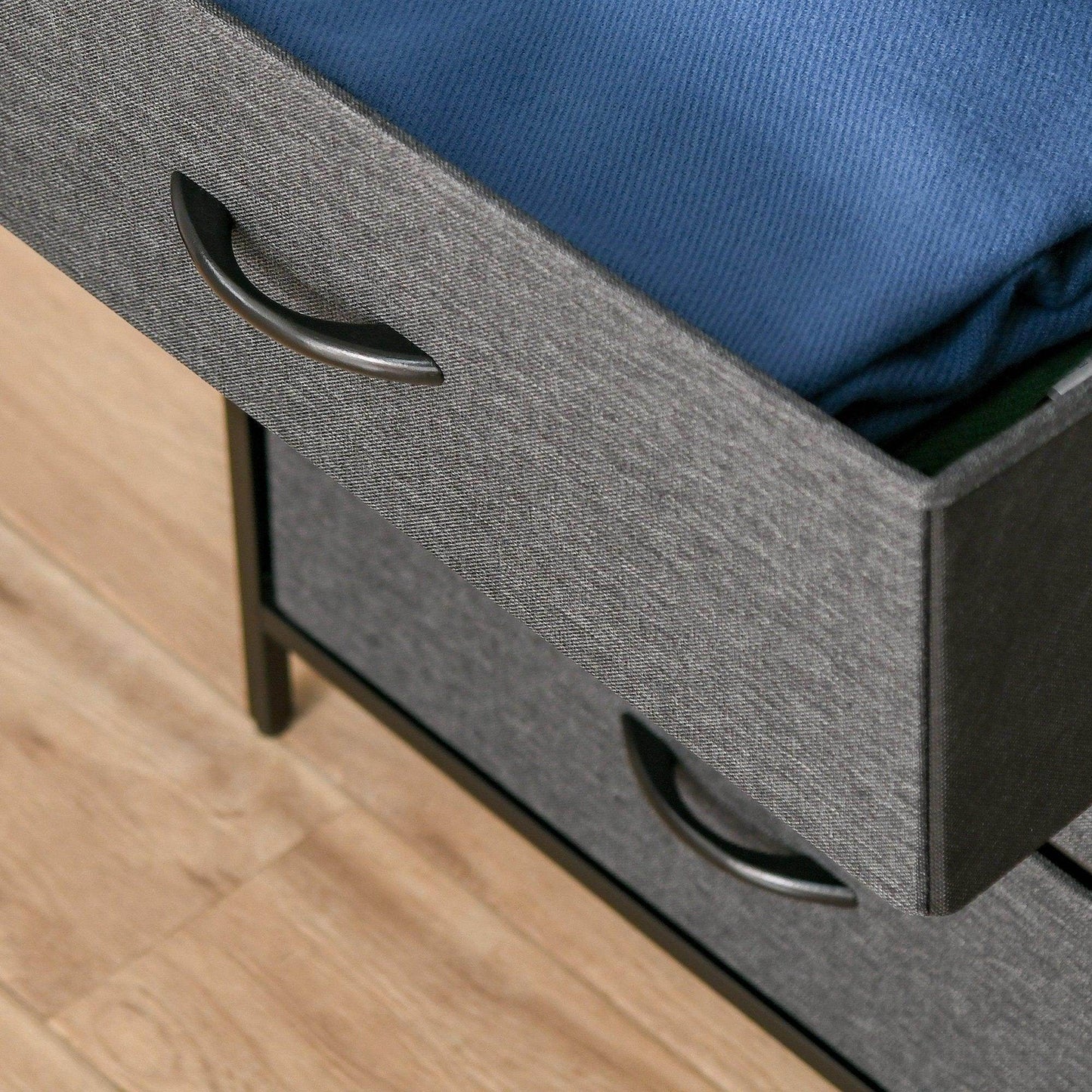 HOMCOM Black Storage Unit with Fabric Bins - ALL4U RETAILER LTD