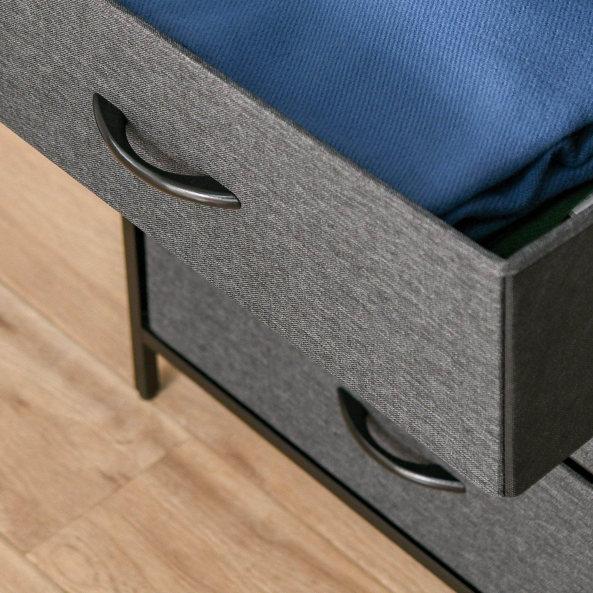 HOMCOM Black Storage Unit with Fabric Bins - ALL4U RETAILER LTD