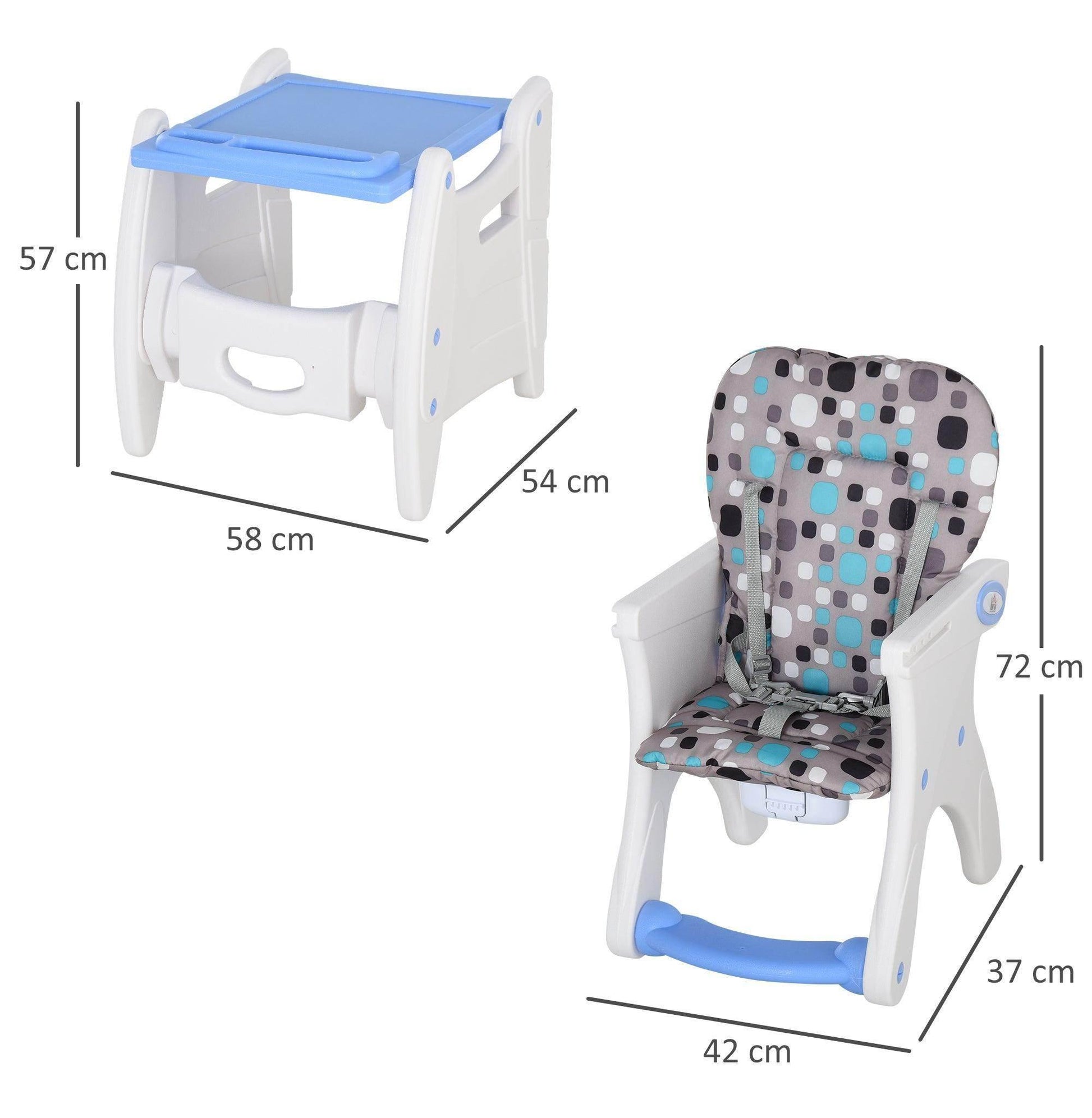 HOMCOM Blue 3-in-1 Baby Booster High Chair - ALL4U RETAILER LTD