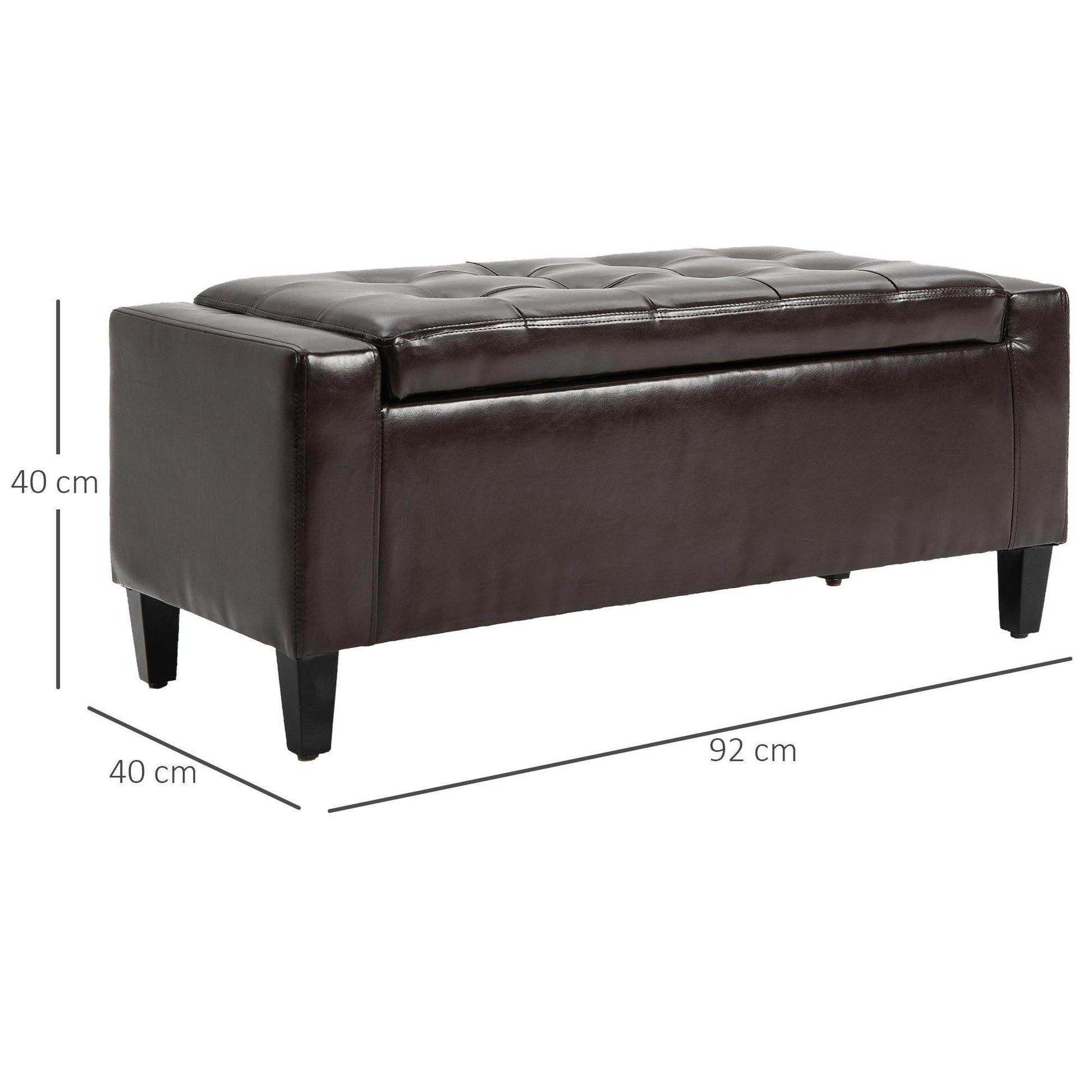 HOMCOM Brown Tufted Ottoman Storage Bench - ALL4U RETAILER LTD