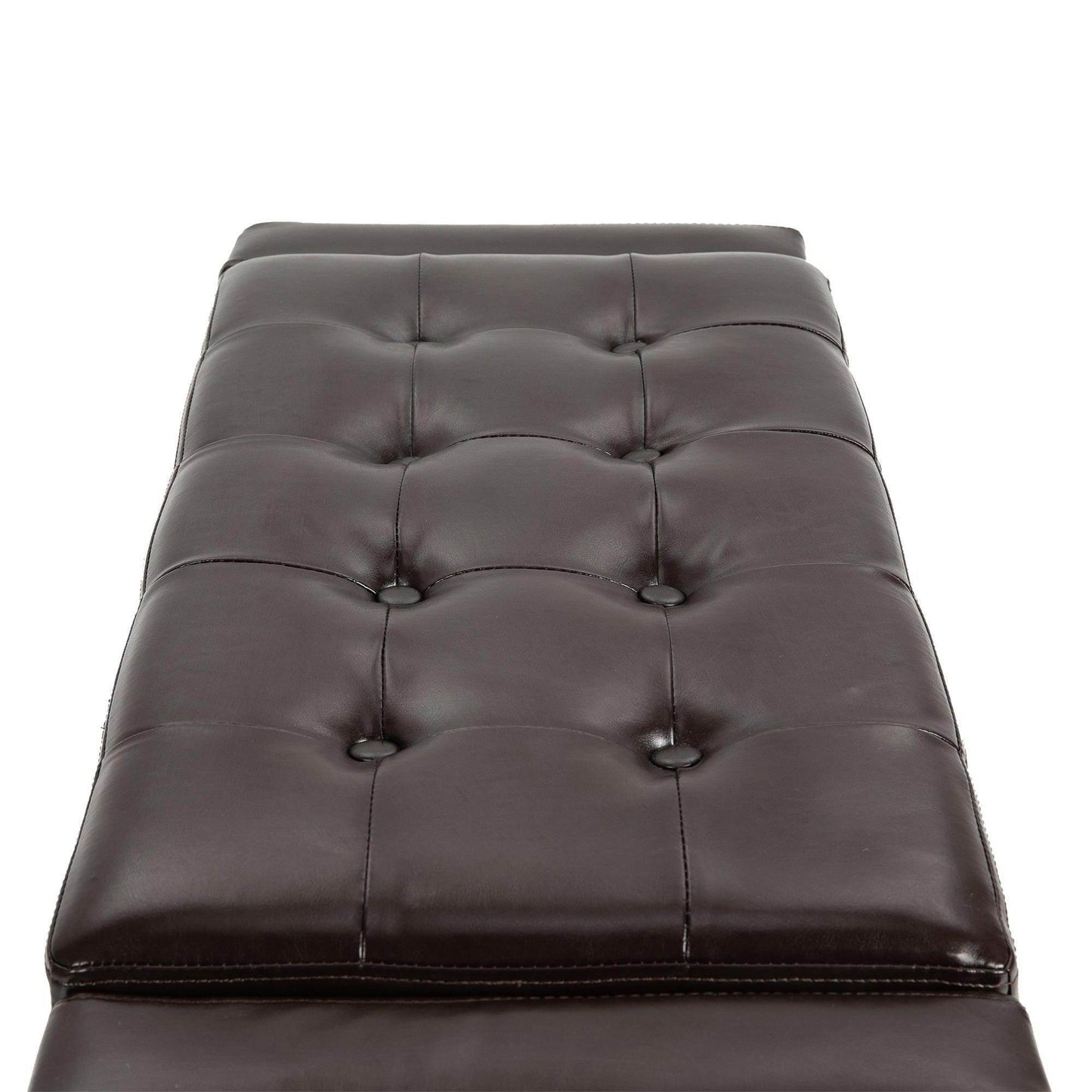 HOMCOM Brown Tufted Ottoman Storage Bench - ALL4U RETAILER LTD