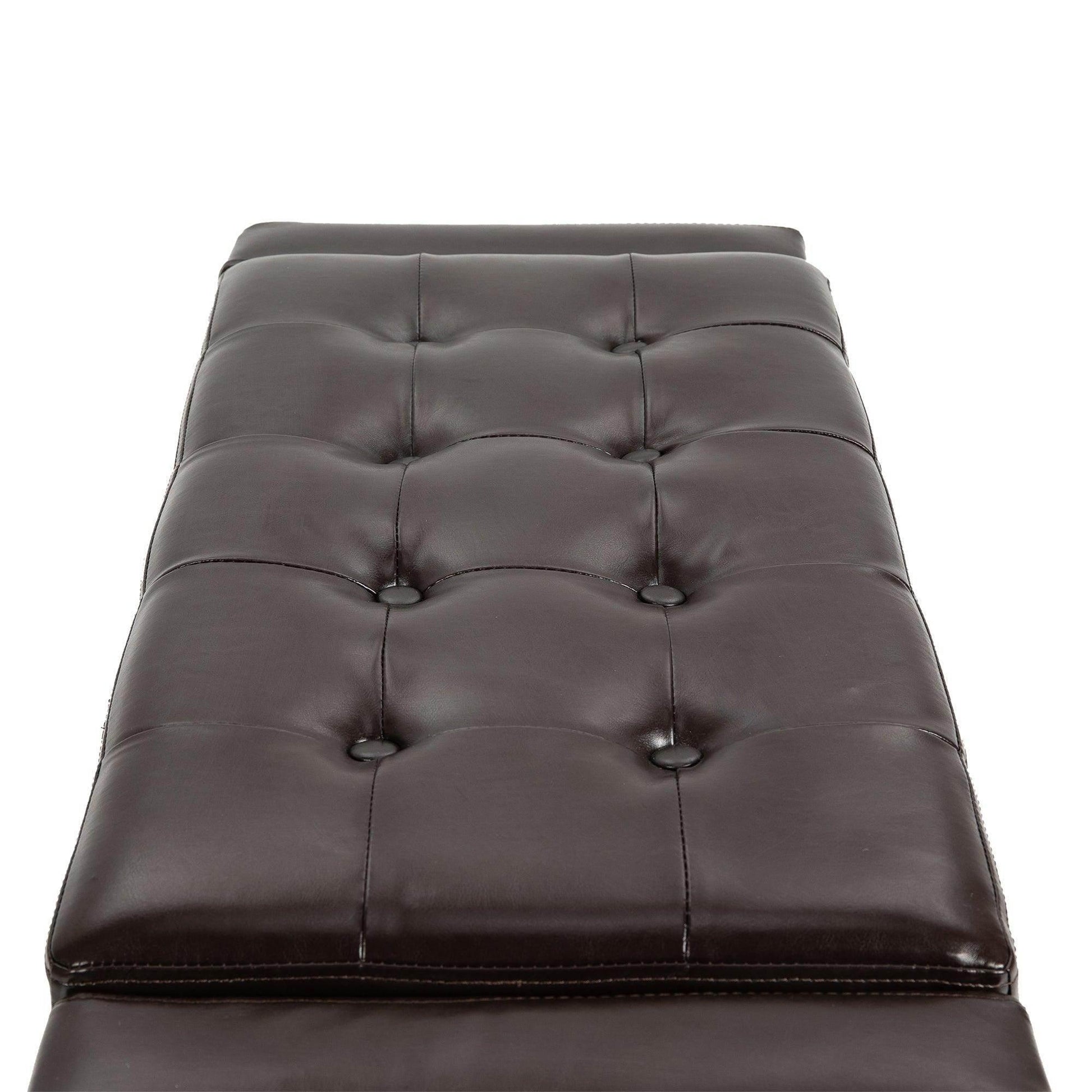 HOMCOM Brown Tufted Ottoman Storage Bench - ALL4U RETAILER LTD