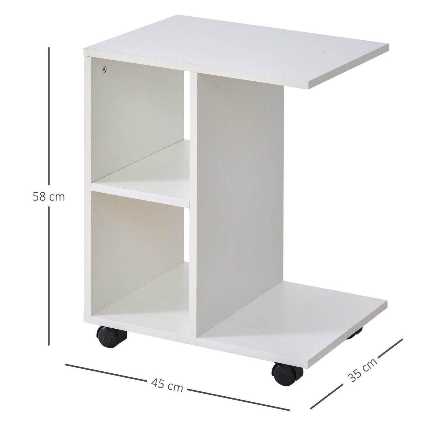 HOMCOM C-Shape Storage Unit with Wheels - White - ALL4U RETAILER LTD