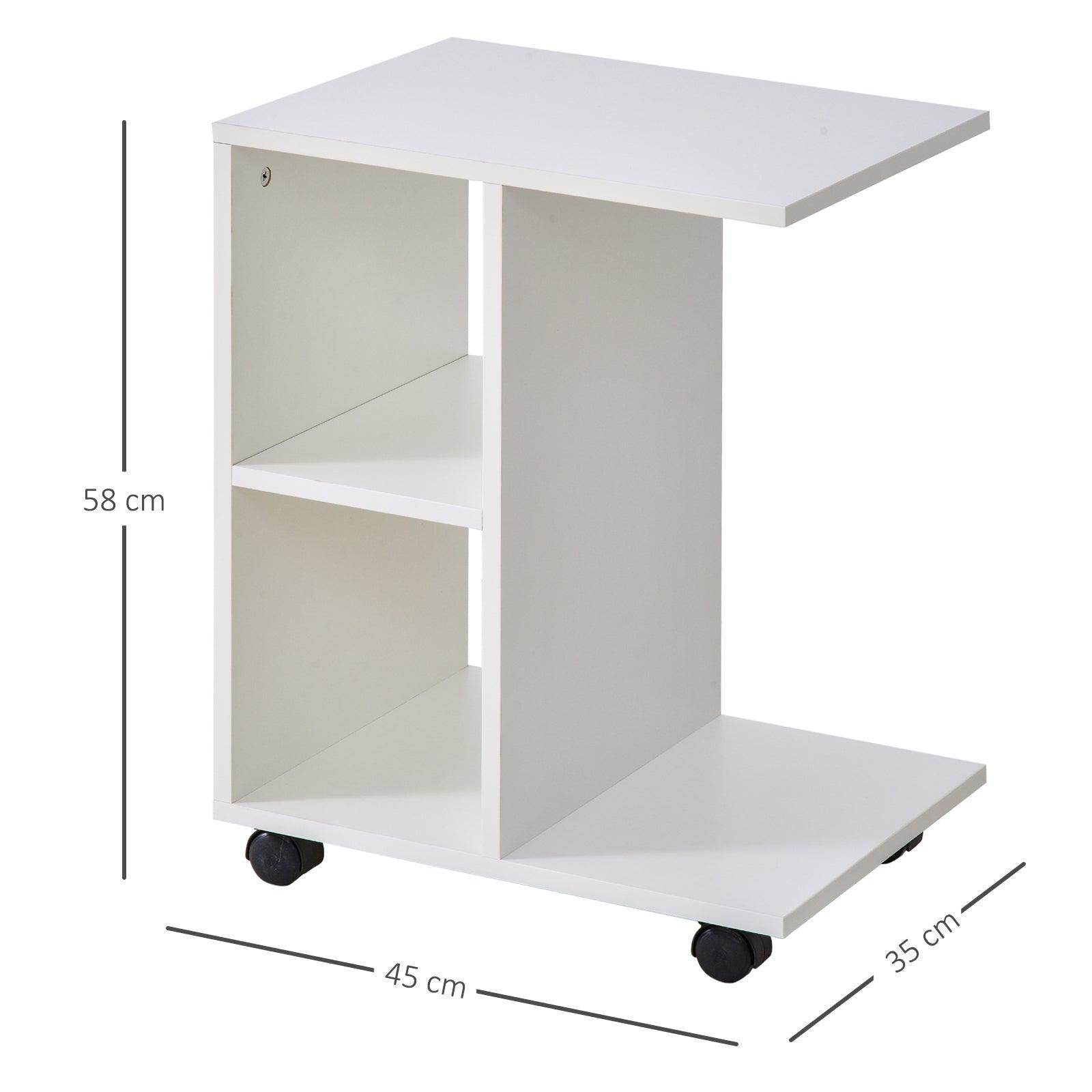 HOMCOM C-Shape Storage Unit with Wheels - White - ALL4U RETAILER LTD
