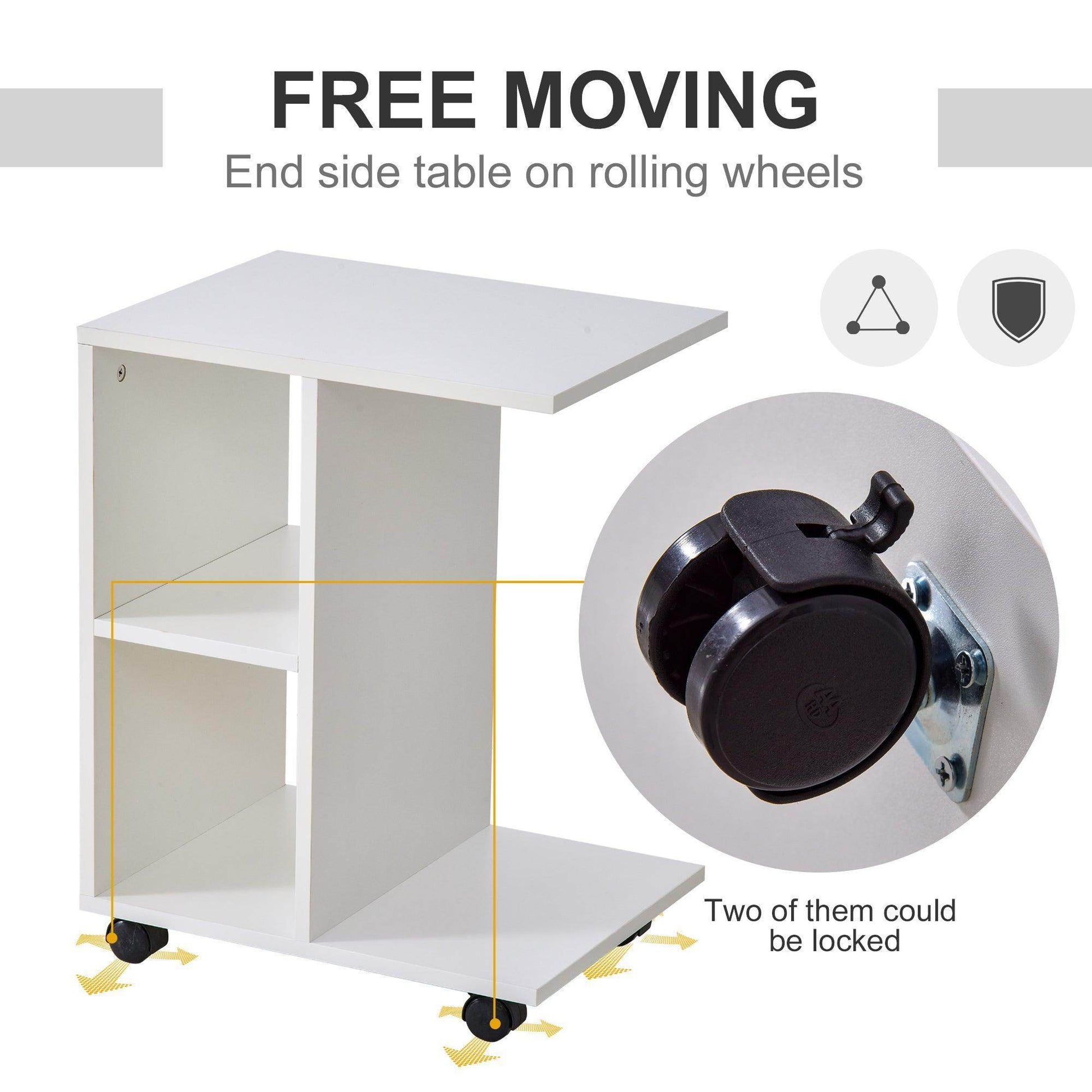 HOMCOM C-Shape Storage Unit with Wheels - White - ALL4U RETAILER LTD