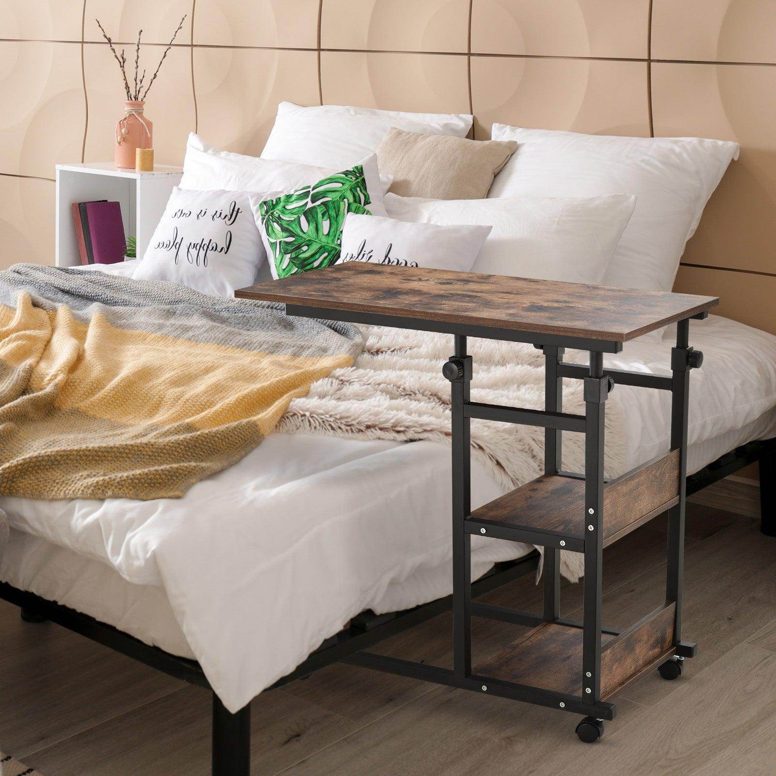 HOMCOM C-Shaped Rolling Side Table with 3-Tier Storage - ALL4U RETAILER LTD