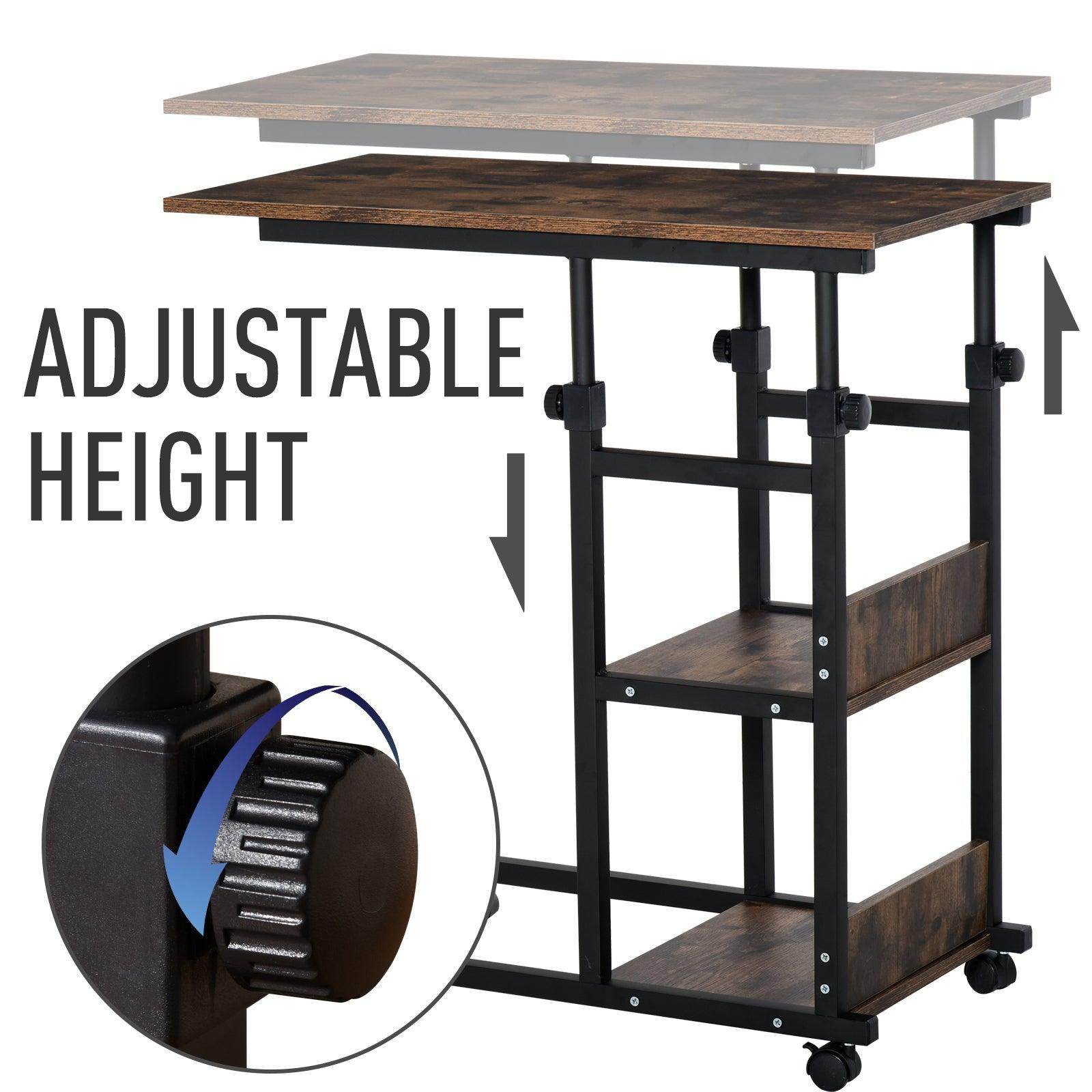 HOMCOM C-Shaped Rolling Side Table with 3-Tier Storage - ALL4U RETAILER LTD