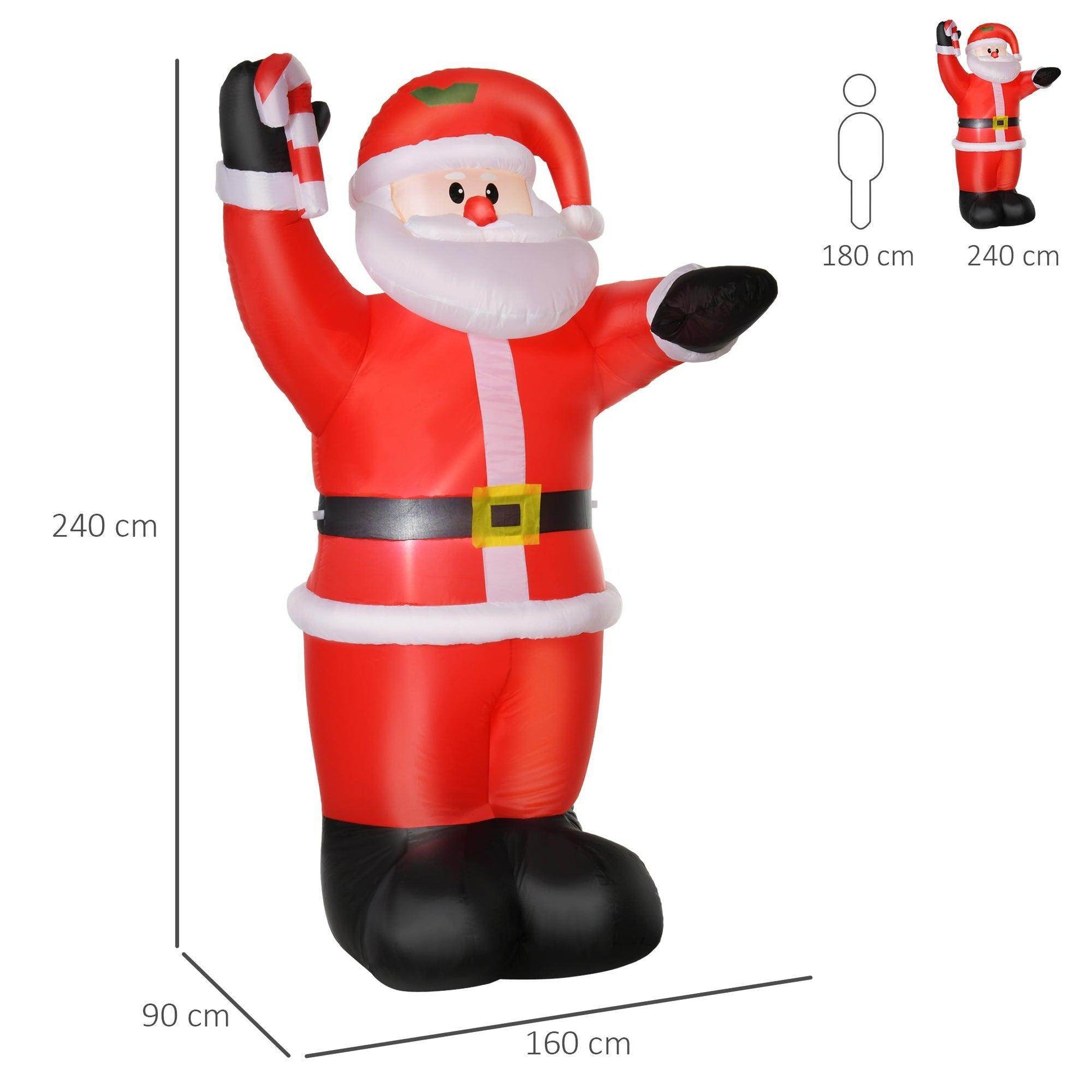 HOMCOM Christmas Santa Claus Air Blown Inflatable - 240cm - ALL4U RETAILER LTD