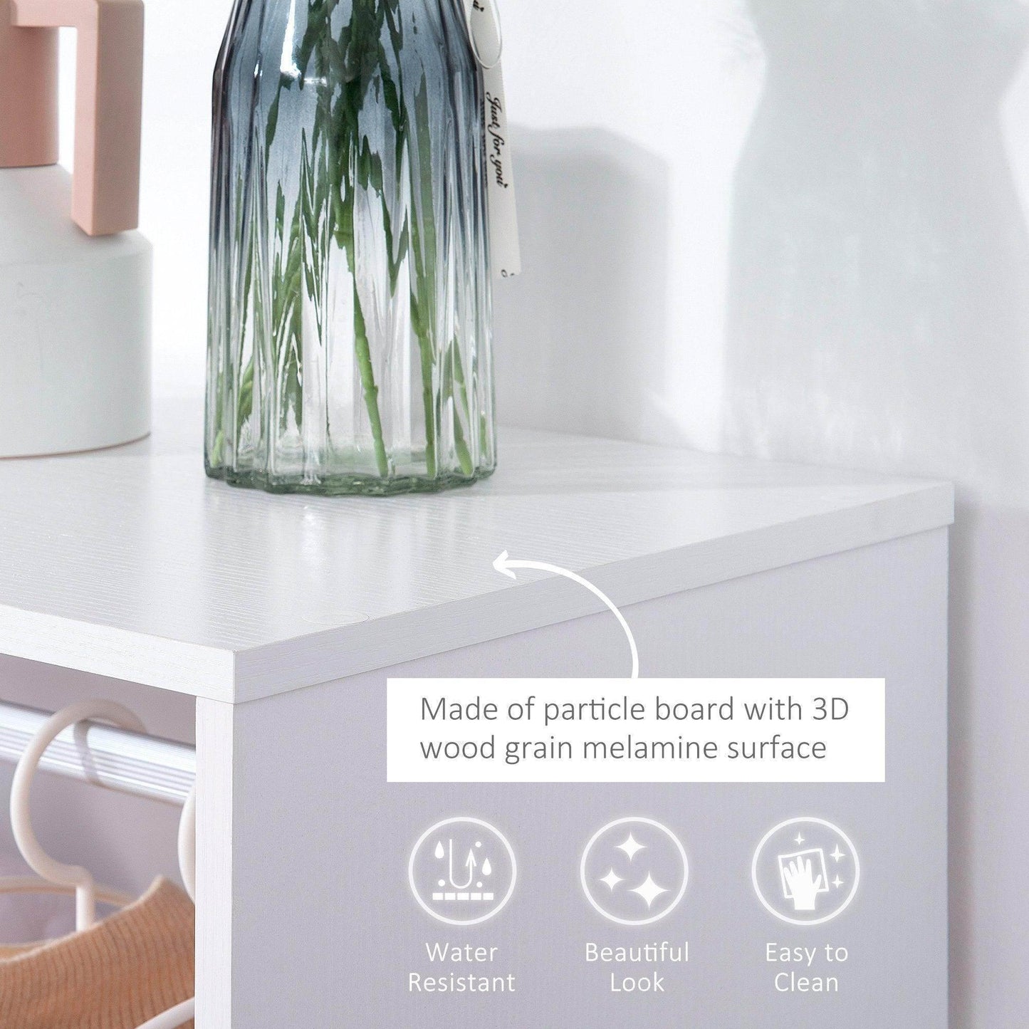 HOMCOM Clothing Rack with Wheels - White - ALL4U RETAILER LTD