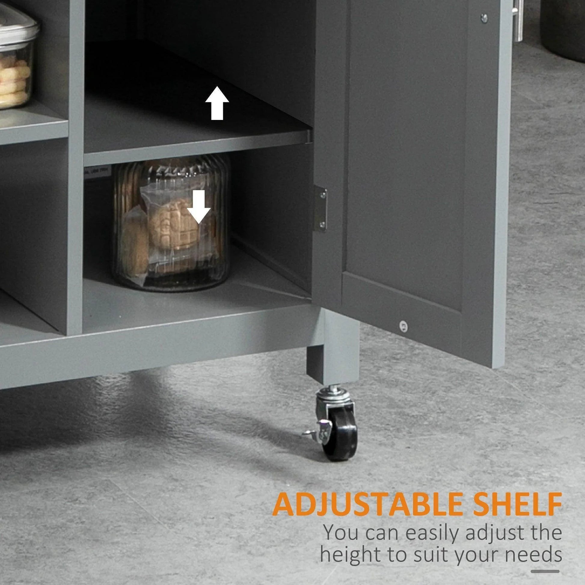 HOMCOM Compact Grey Kitchen Trolley with Storage - ALL4U RETAILER LTD