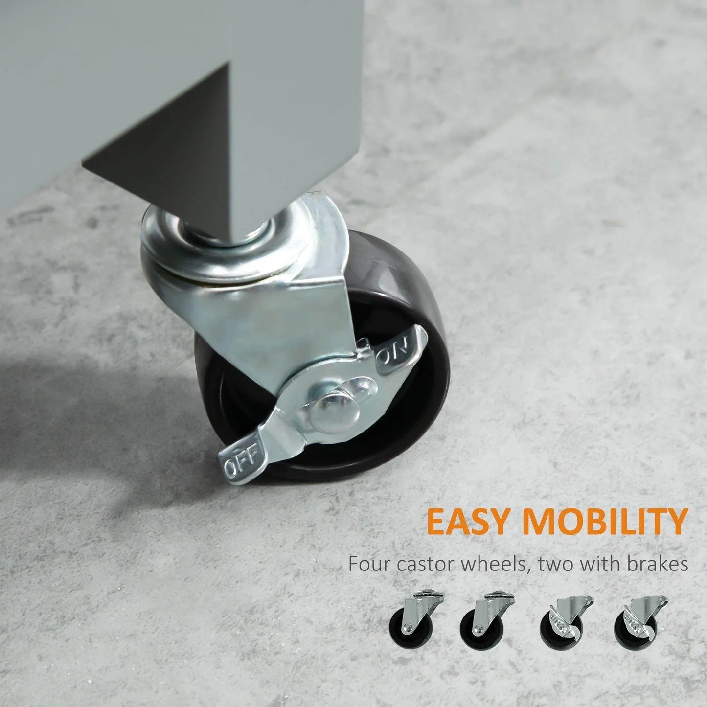 HOMCOM Compact Grey Kitchen Trolley with Storage - ALL4U RETAILER LTD