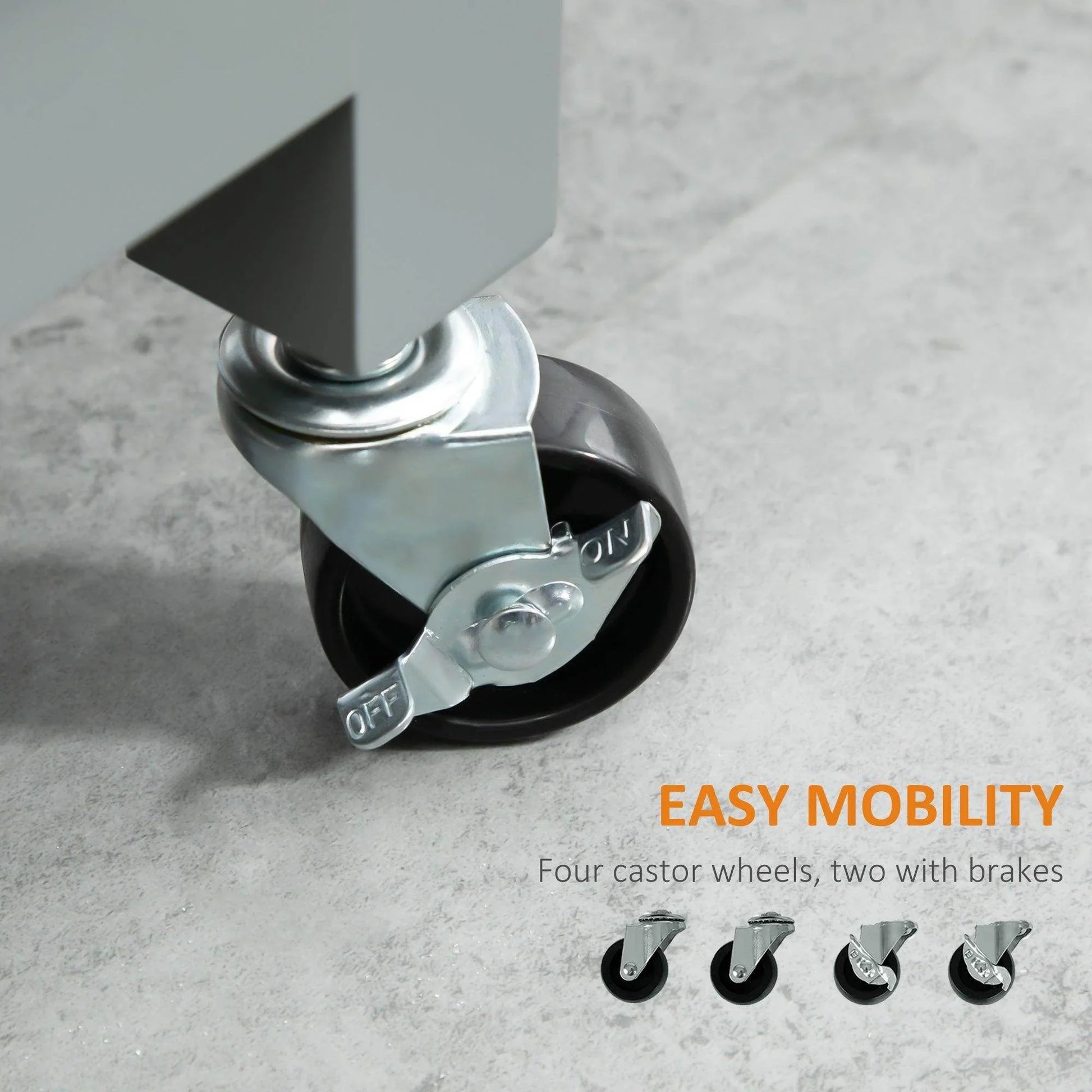 HOMCOM Compact Grey Kitchen Trolley with Storage - ALL4U RETAILER LTD