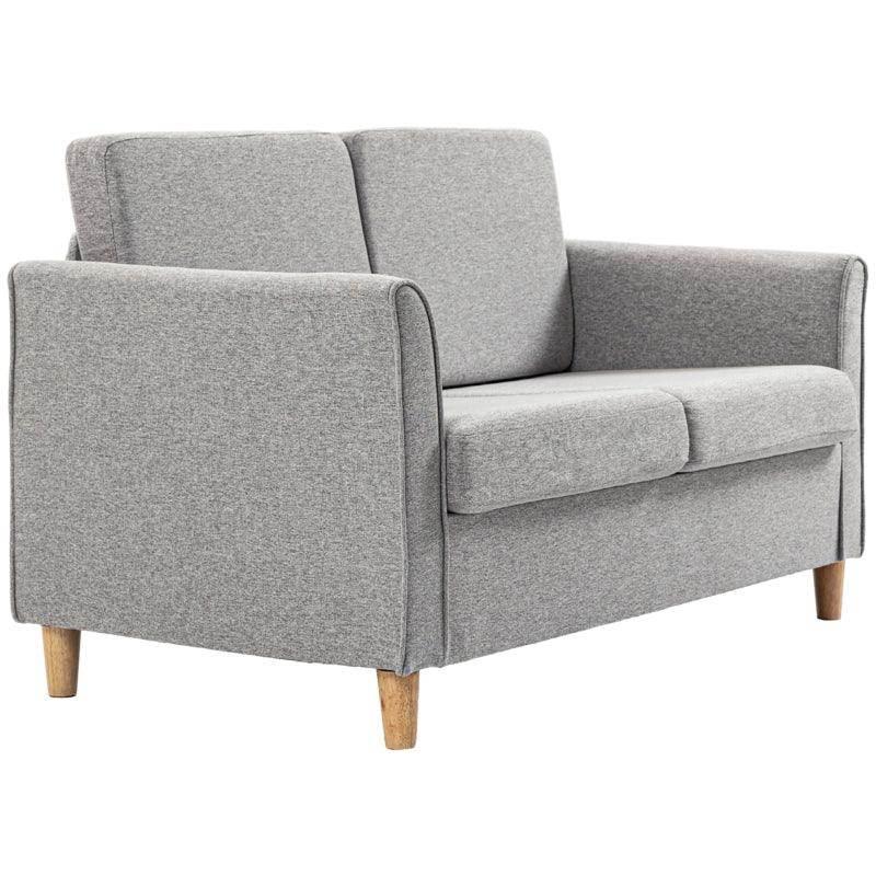 HOMCOM Compact Light Grey Loveseat Sofa - Modern 2 Seater for Living Room with Wood Legs - ALL4U RETAILER LTD