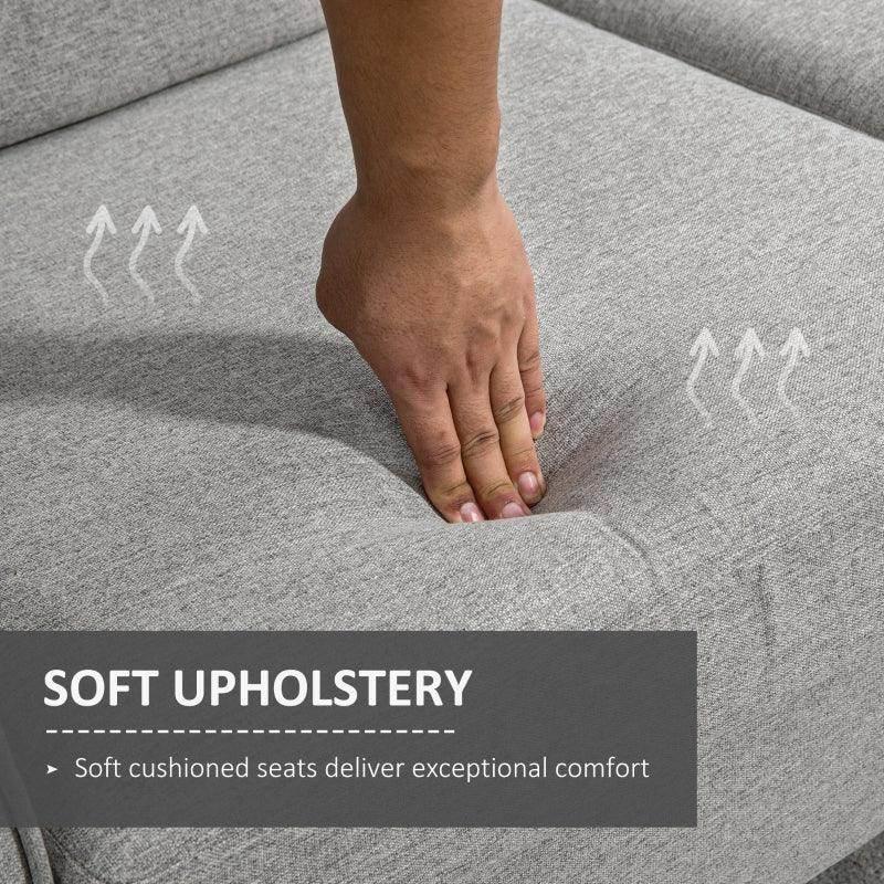 HOMCOM Compact Light Grey Loveseat Sofa - Modern 2 Seater for Living Room with Wood Legs - ALL4U RETAILER LTD