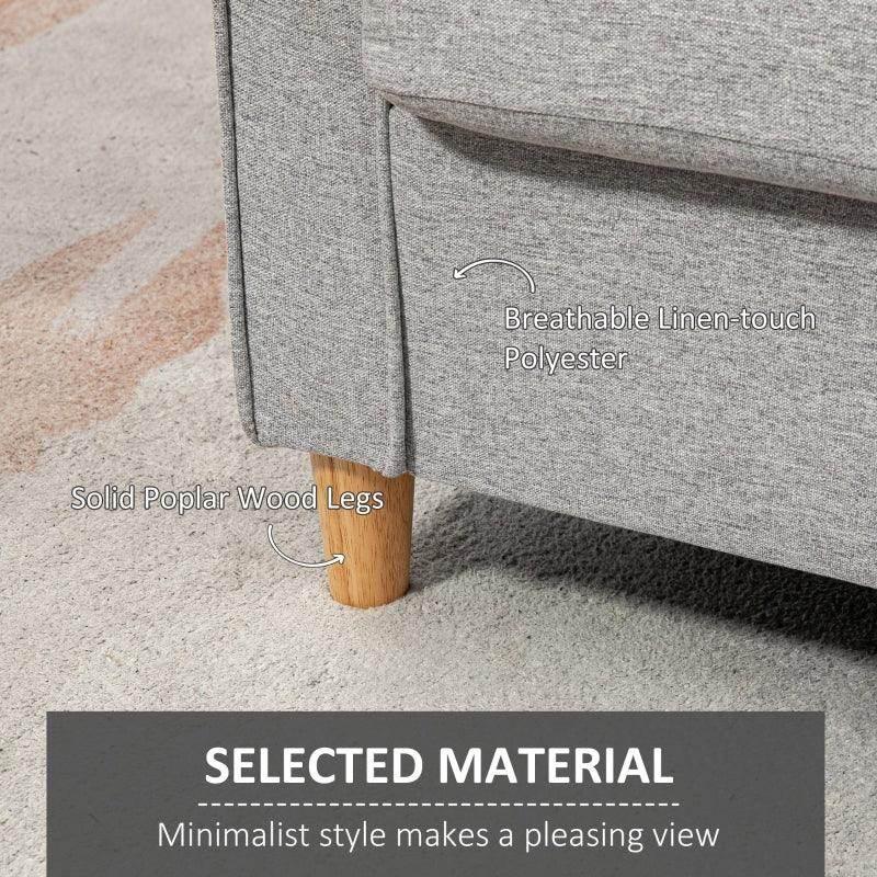 HOMCOM Compact Light Grey Loveseat Sofa - Modern 2 Seater for Living Room with Wood Legs - ALL4U RETAILER LTD