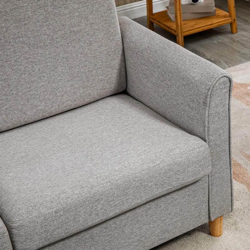HOMCOM Compact Light Grey Loveseat Sofa - Modern 2 Seater for Living Room with Wood Legs - ALL4U RETAILER LTD
