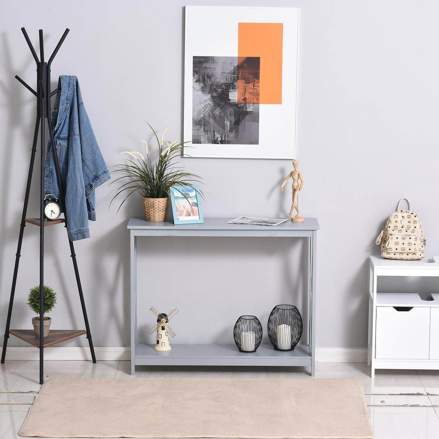 HOMCOM Console Table with Storage Shelf - Grey - ALL4U RETAILER LTD