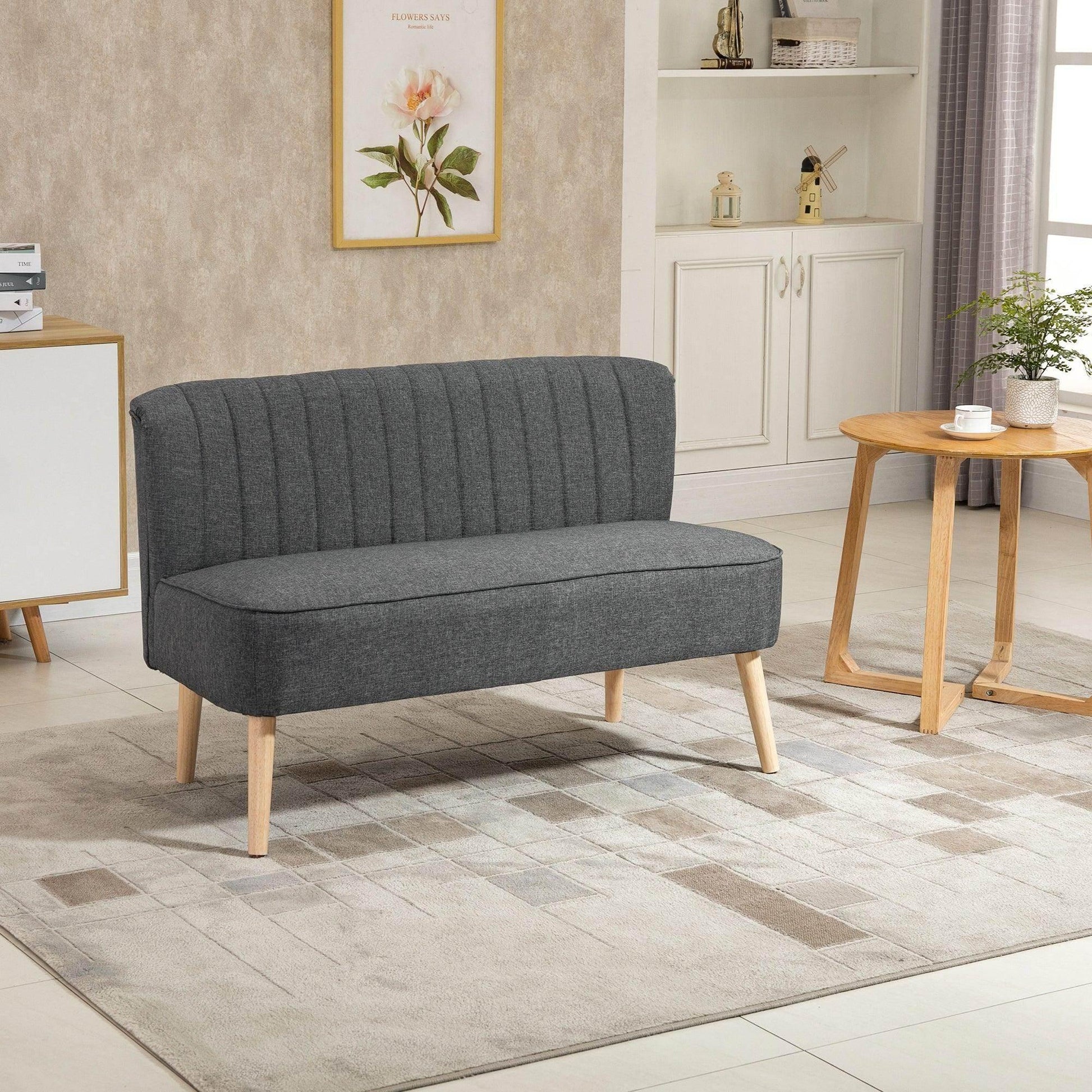 HOMCOM Dark Grey 2-Seater Sofa - ALL4U RETAILER LTD